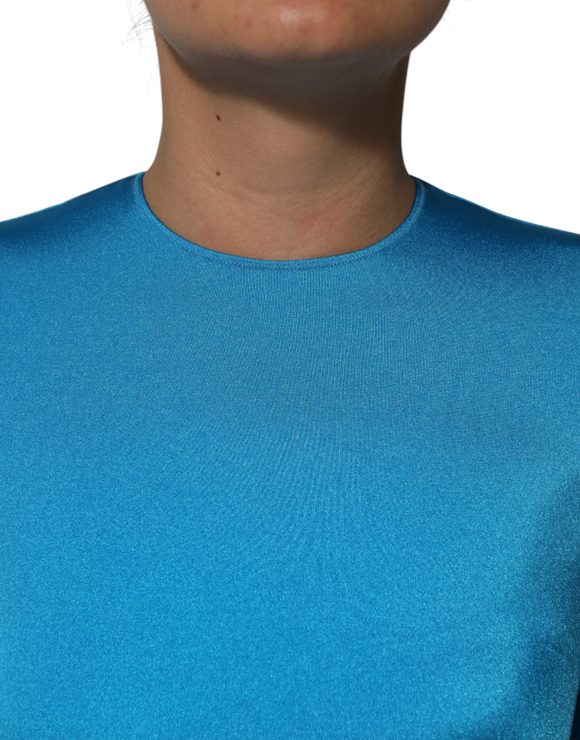Dolce & Gabbana Blue Nylon Crew Neck Bodycon Jumpsuit Dress - Image 6