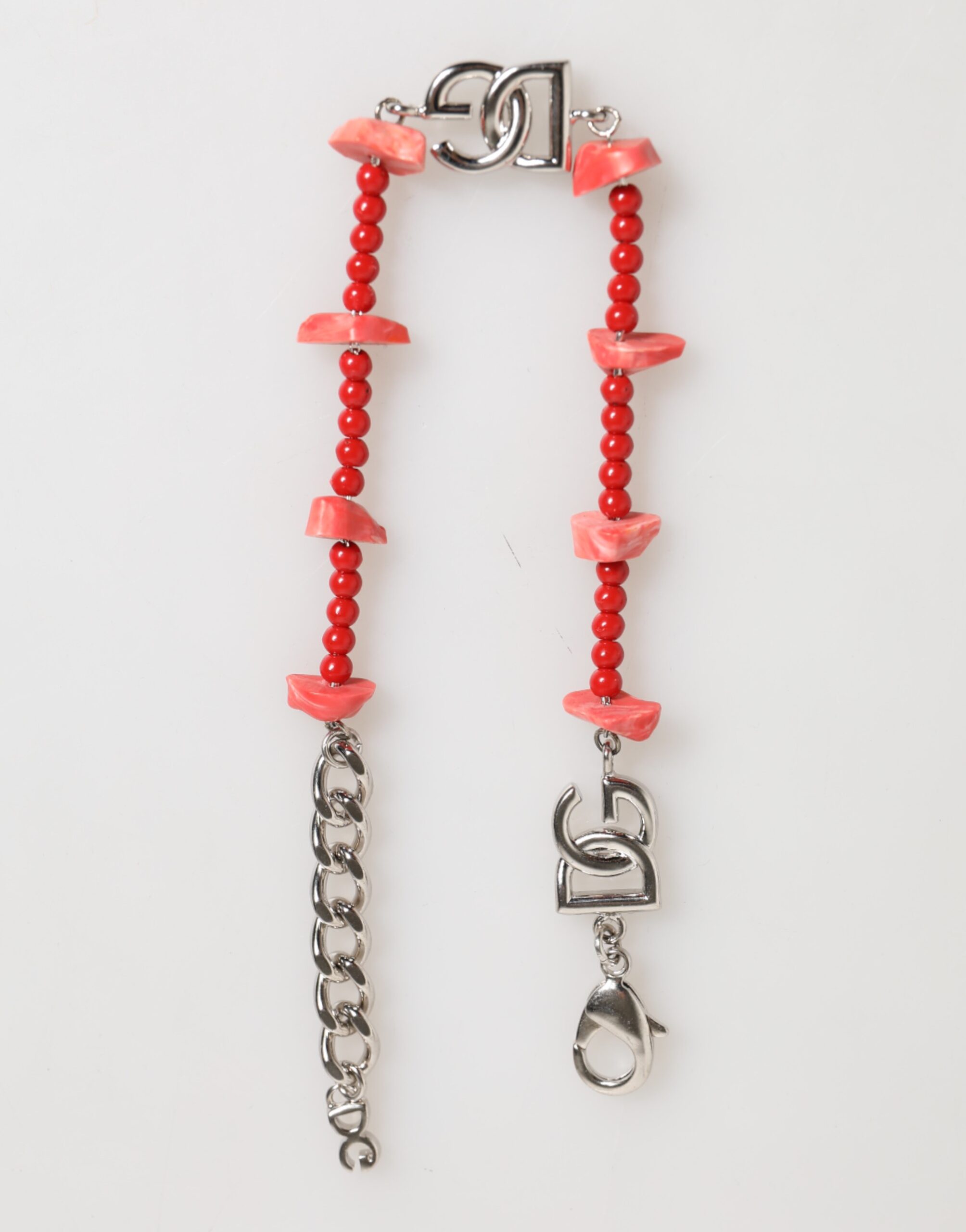 Dolce & Gabbana Silver Tone Brass Beaded Resin DG Logo Chain Men Bracelet - Image 4