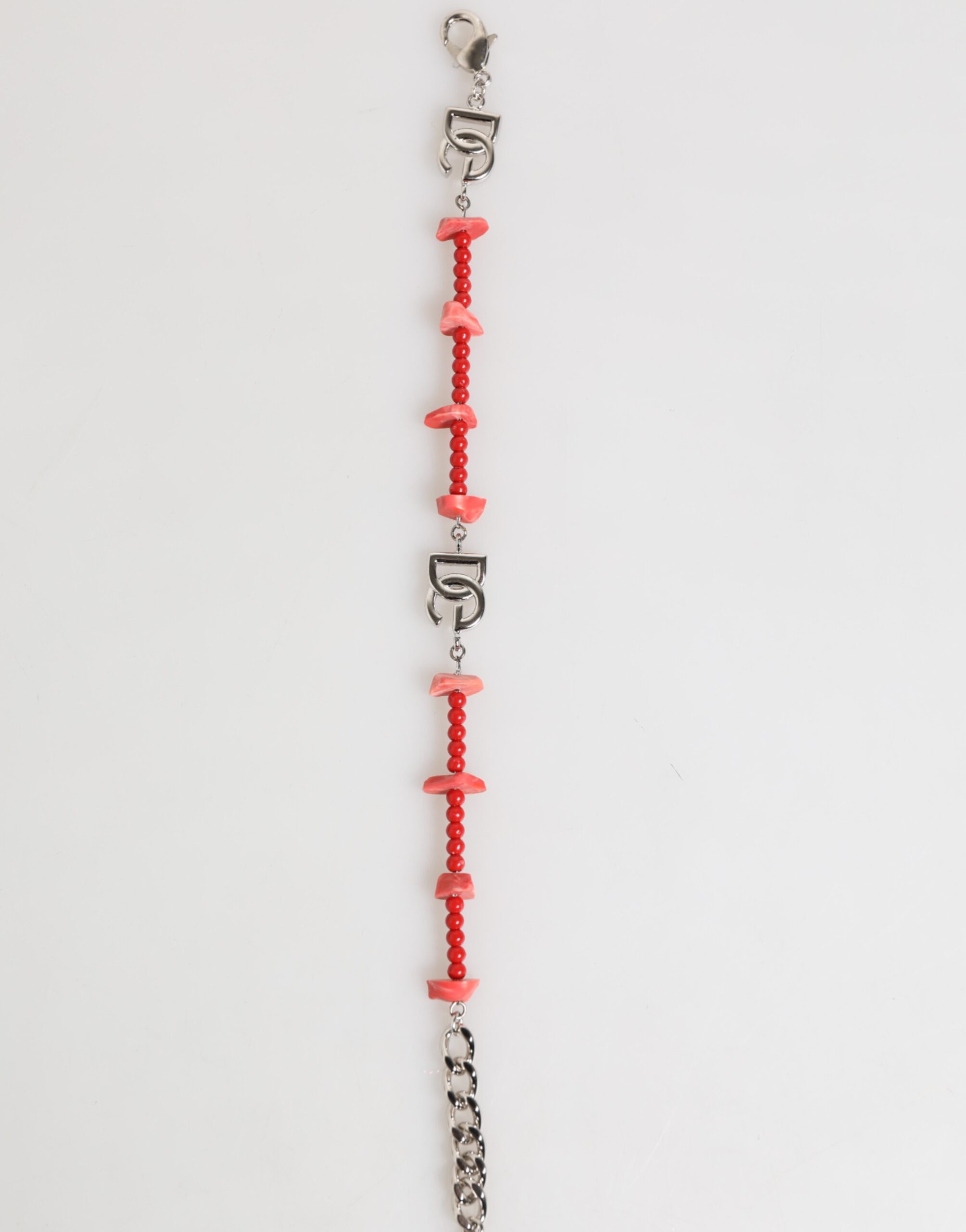 Dolce & Gabbana Silver Tone Brass Beaded Resin DG Logo Chain Men Bracelet - Image 5
