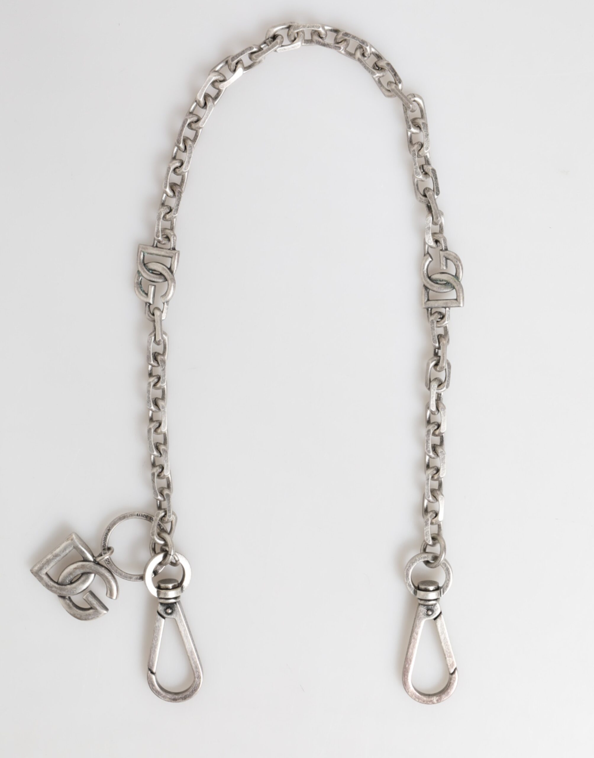Dolce & Gabbana Silver Tone Brass DG Logo Detailing Chain Men Necklace - Image 2