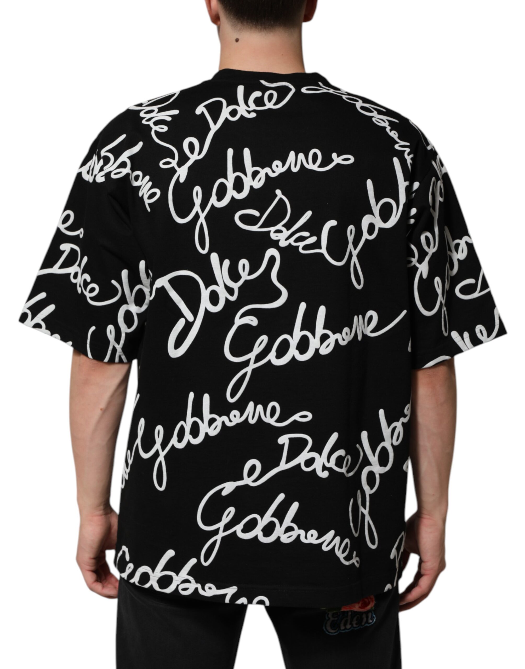 Dolce & Gabbana Black Logo Print Cotton Crew Neck T-shirt - Image 4