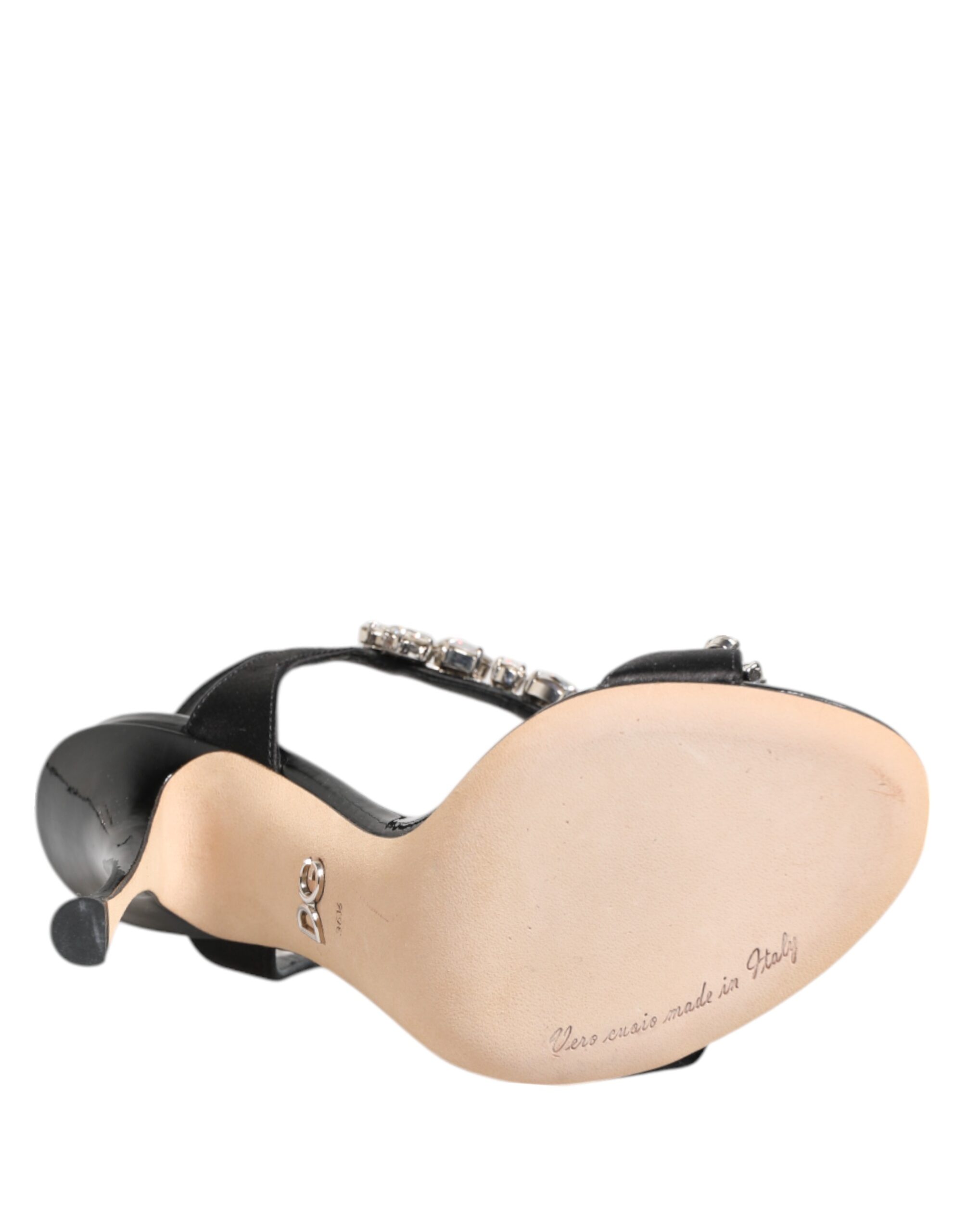 Dolce & Gabbana Black Keira Crystals Heels Sandals Shoes - Image 8