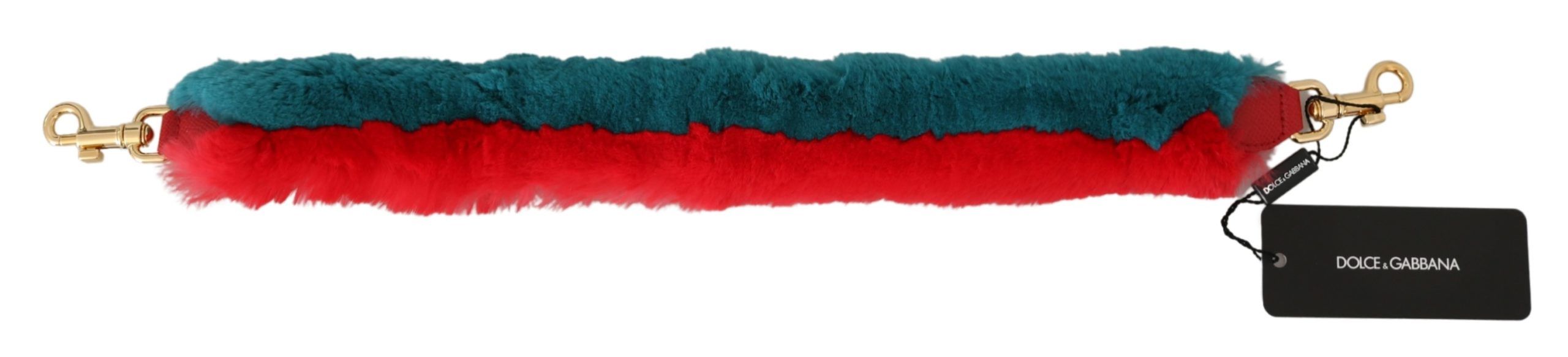 Dolce & Gabbana Red Blue Rabbit Fur Leather Shoulder Strap - Image 3