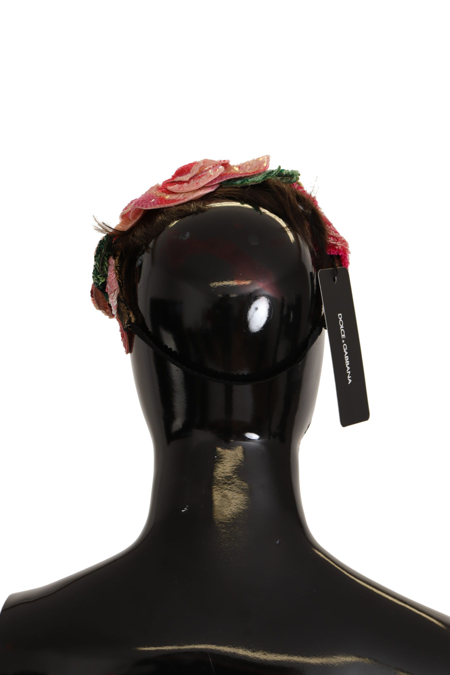 Dolce & Gabbana Multicolor Sequined Lurex Black Hair Headband - Image 2