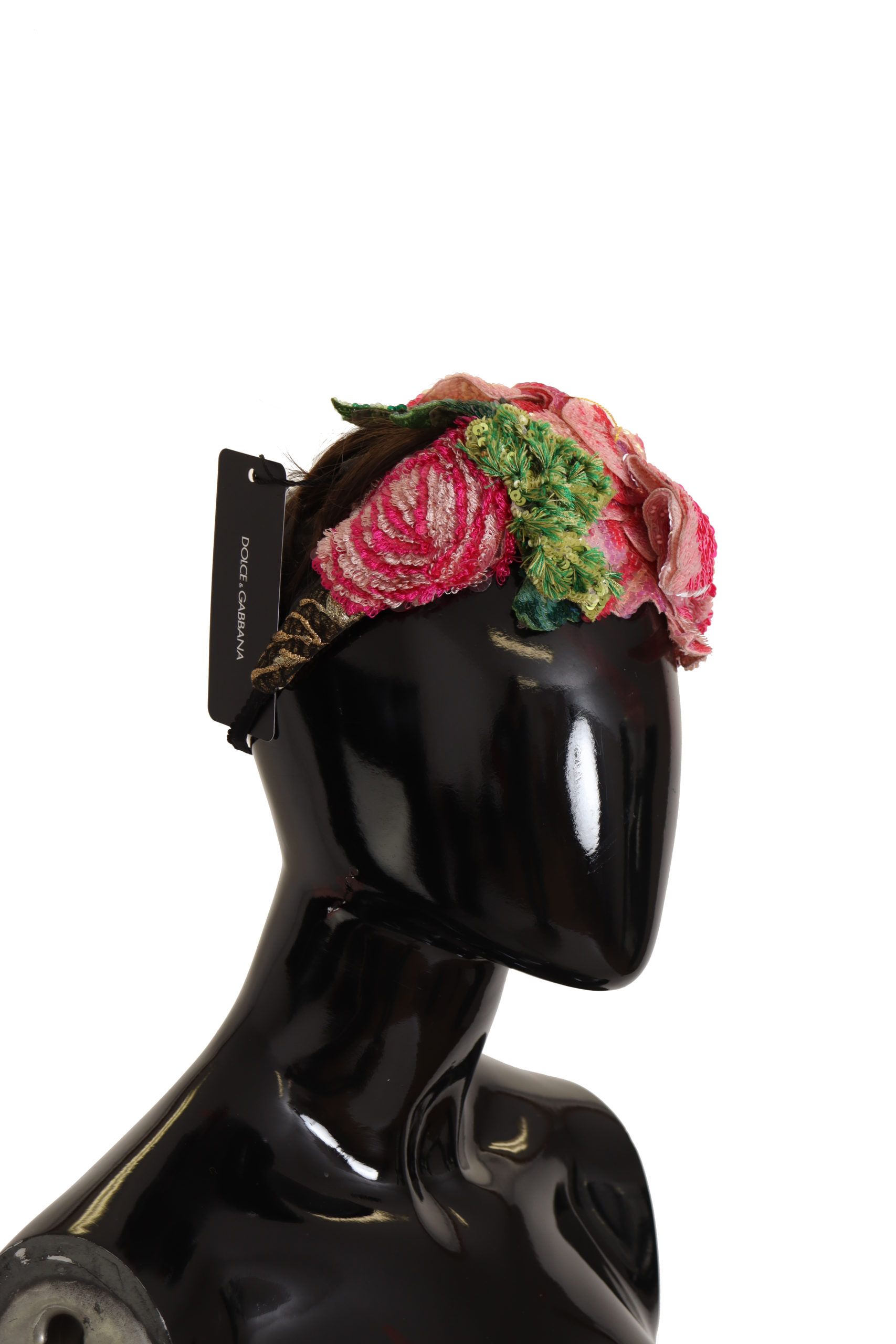 Dolce & Gabbana Multicolor Sequined Lurex Black Hair Headband - Image 6