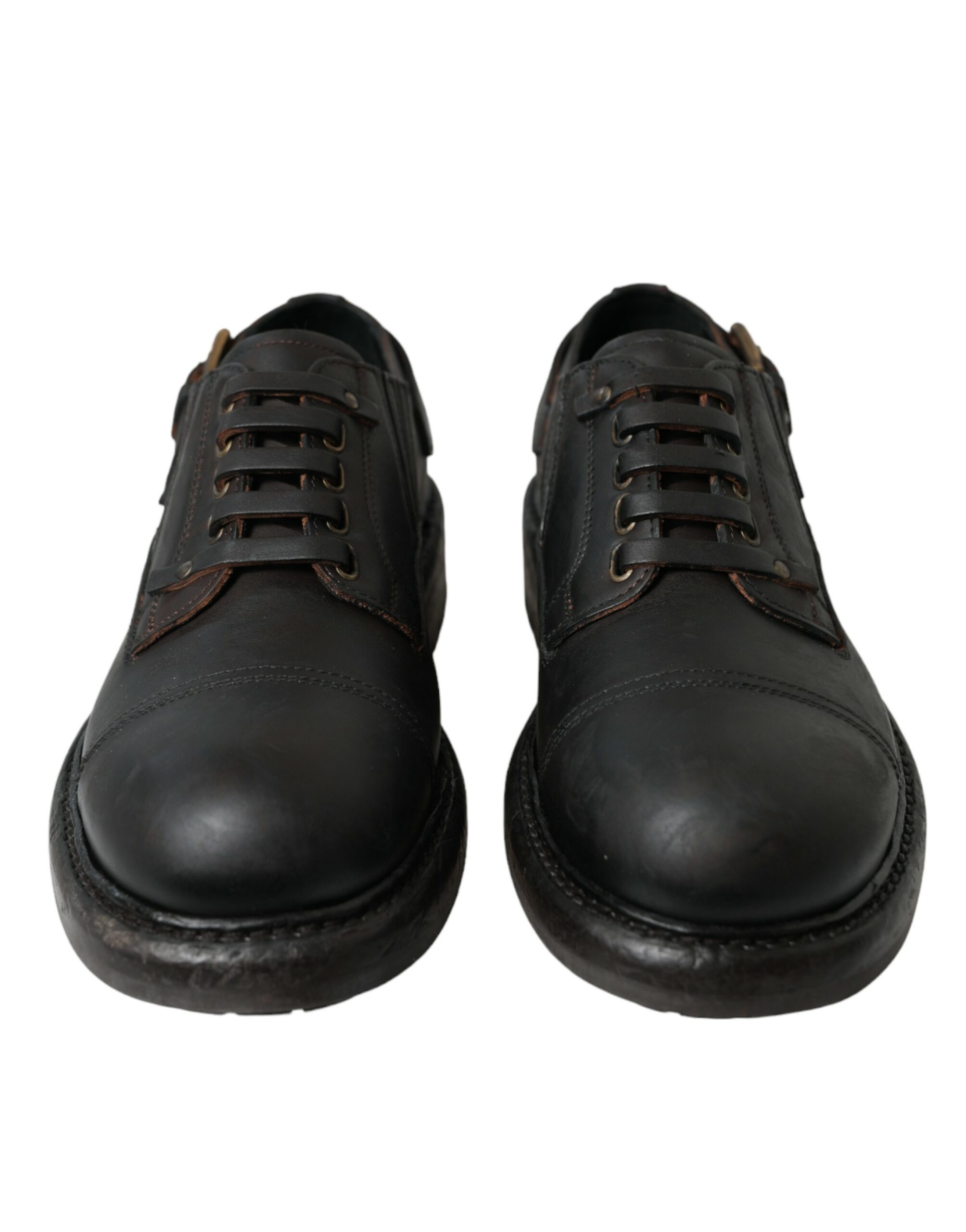 Dolce & Gabbana Brown Leather Lace Up Derby Men Dress Shoes - Image 2