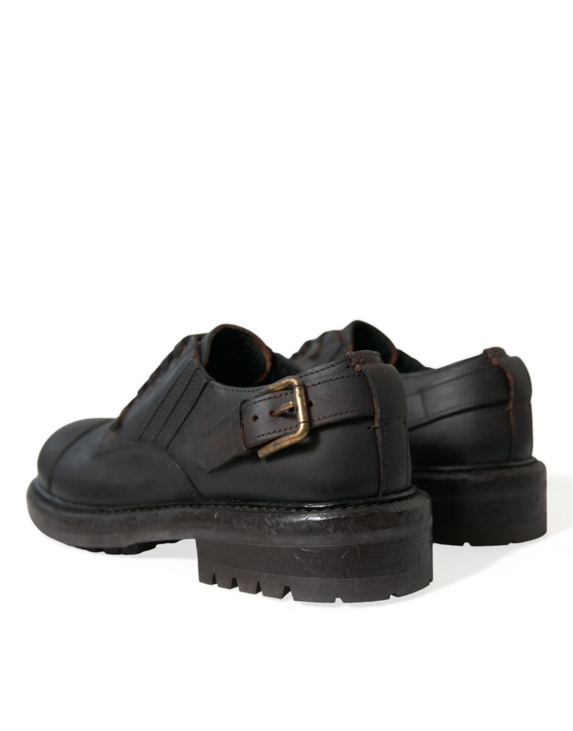 Dolce & Gabbana Brown Leather Lace Up Derby Men Dress Shoes - Image 4