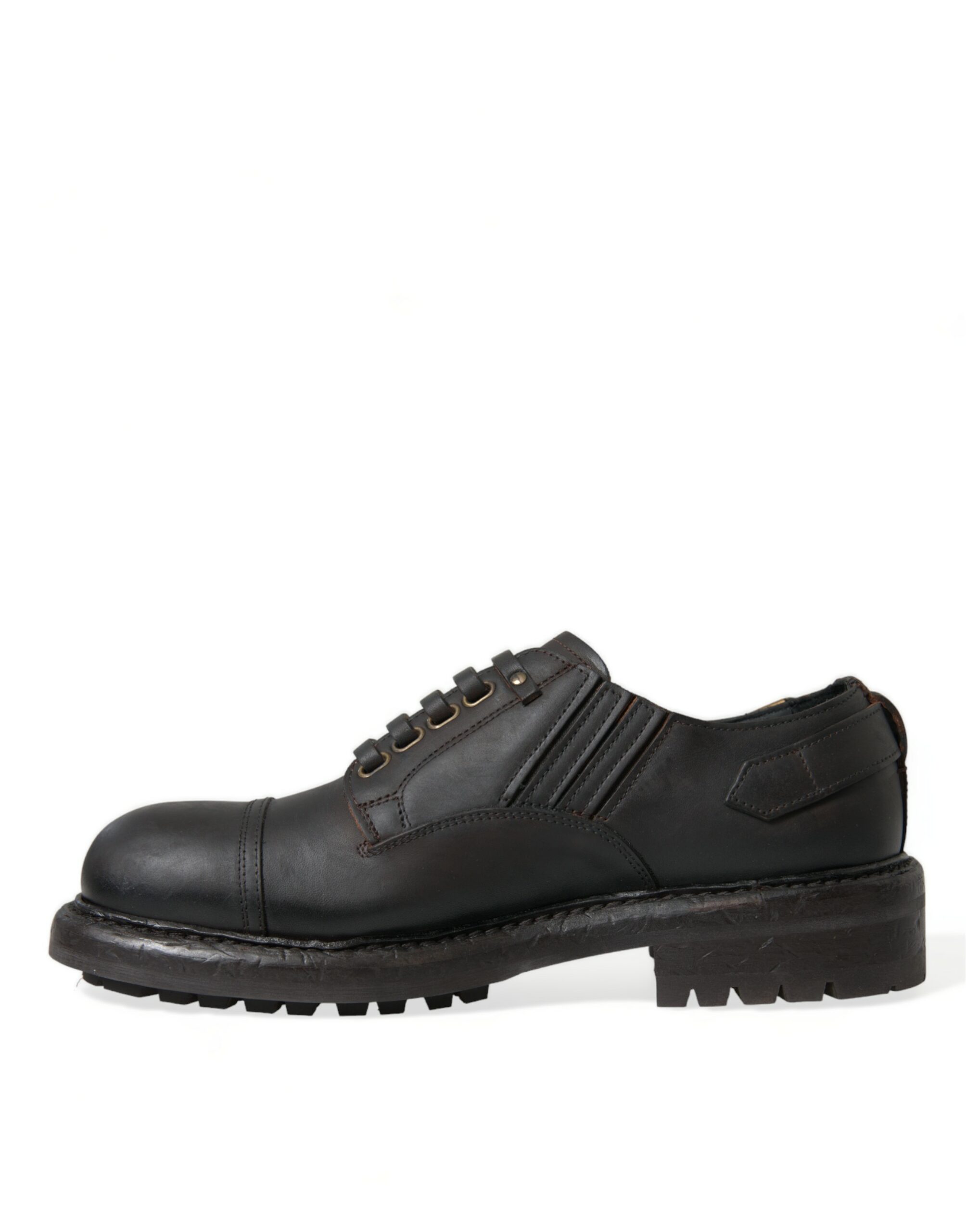Dolce & Gabbana Brown Leather Lace Up Derby Men Dress Shoes - Image 5