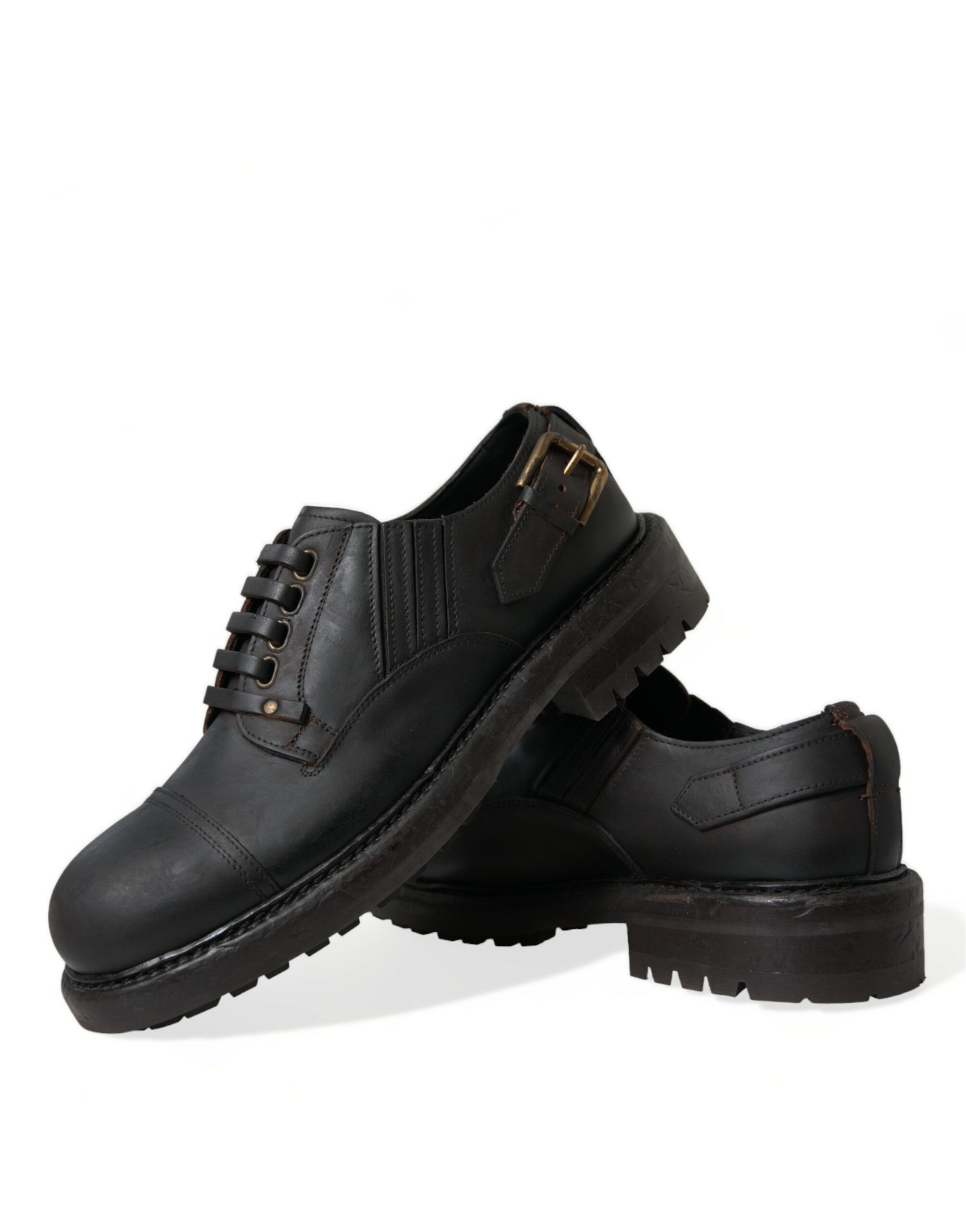 Dolce & Gabbana Brown Leather Lace Up Derby Men Dress Shoes - Image 7