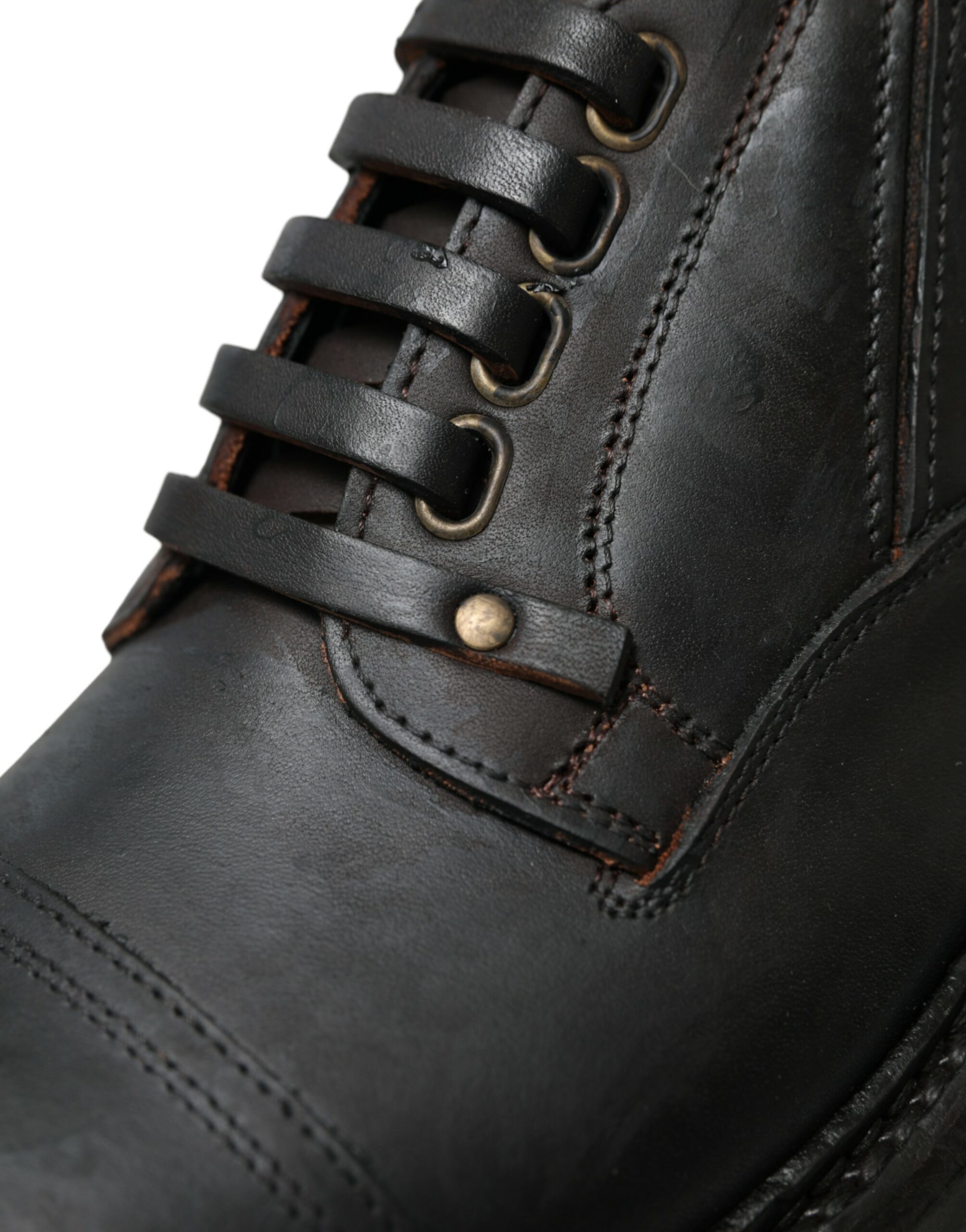 Dolce & Gabbana Brown Leather Lace Up Derby Men Dress Shoes - Image 8