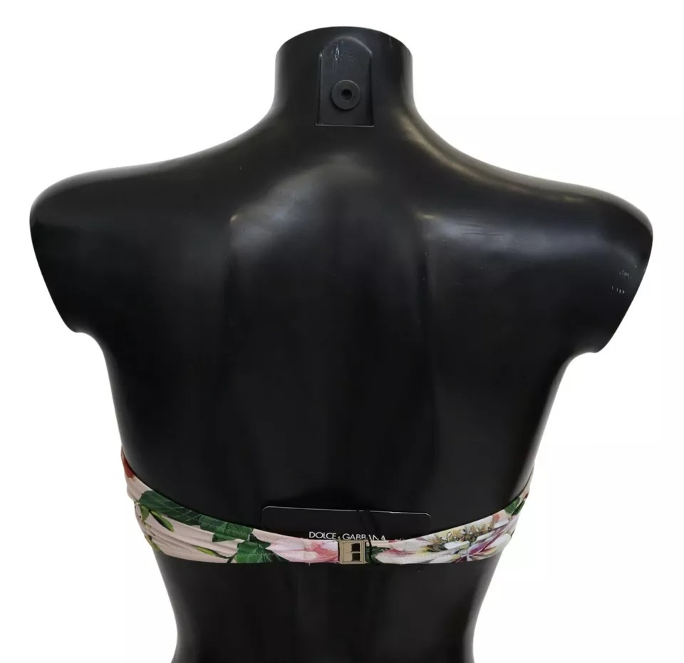 Dolce & Gabbana Pink Floral Print Swimsuit Beachwear Bikini Top - Image 3