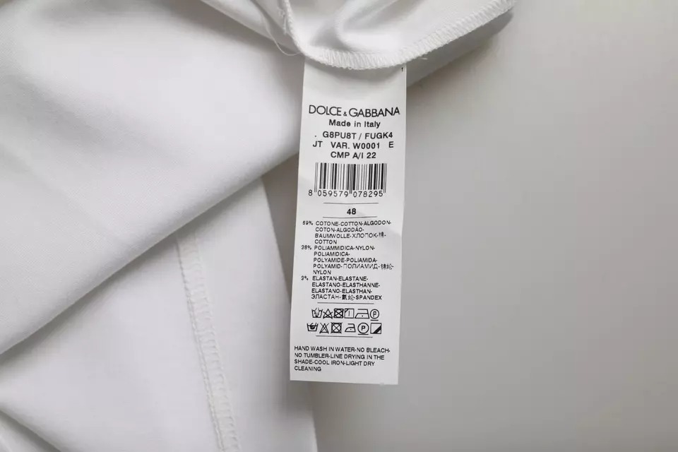 Dolce & Gabbana White Cotton Round Neck Short Sleeve T-shirt - Image 2
