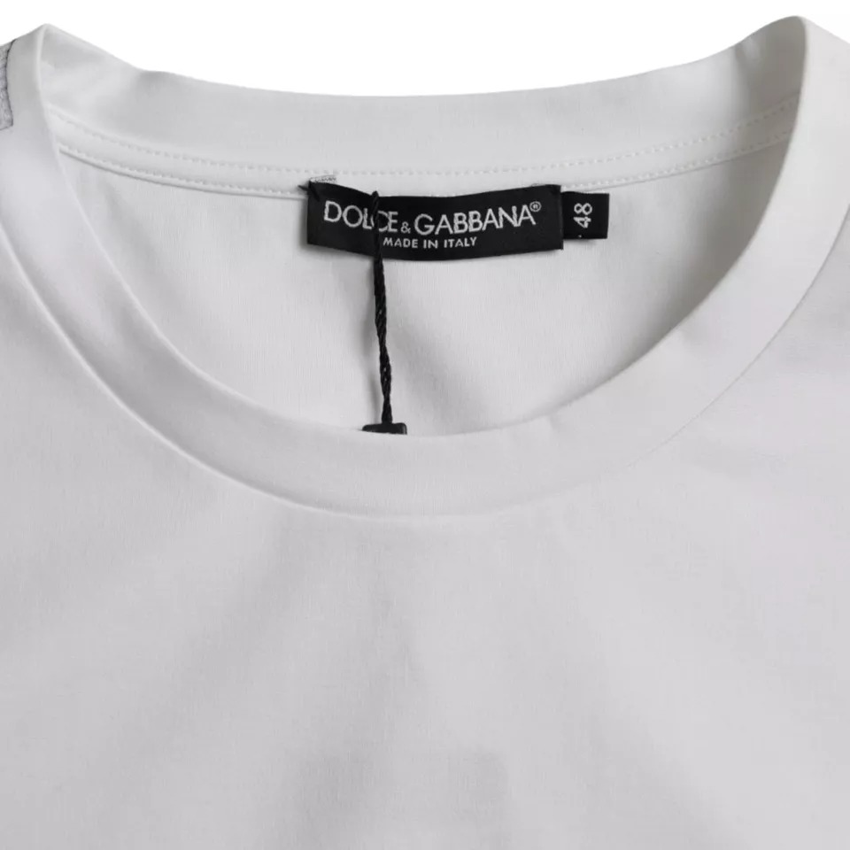 Dolce & Gabbana White Cotton Round Neck Short Sleeve T-shirt - Image 5