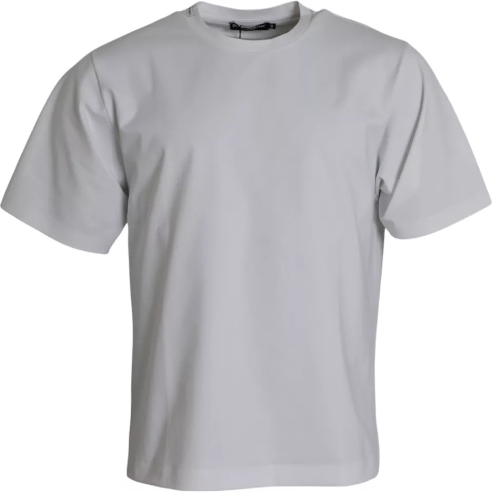 Dolce & Gabbana White Cotton Round Neck Short Sleeve T-shirt - Image 4