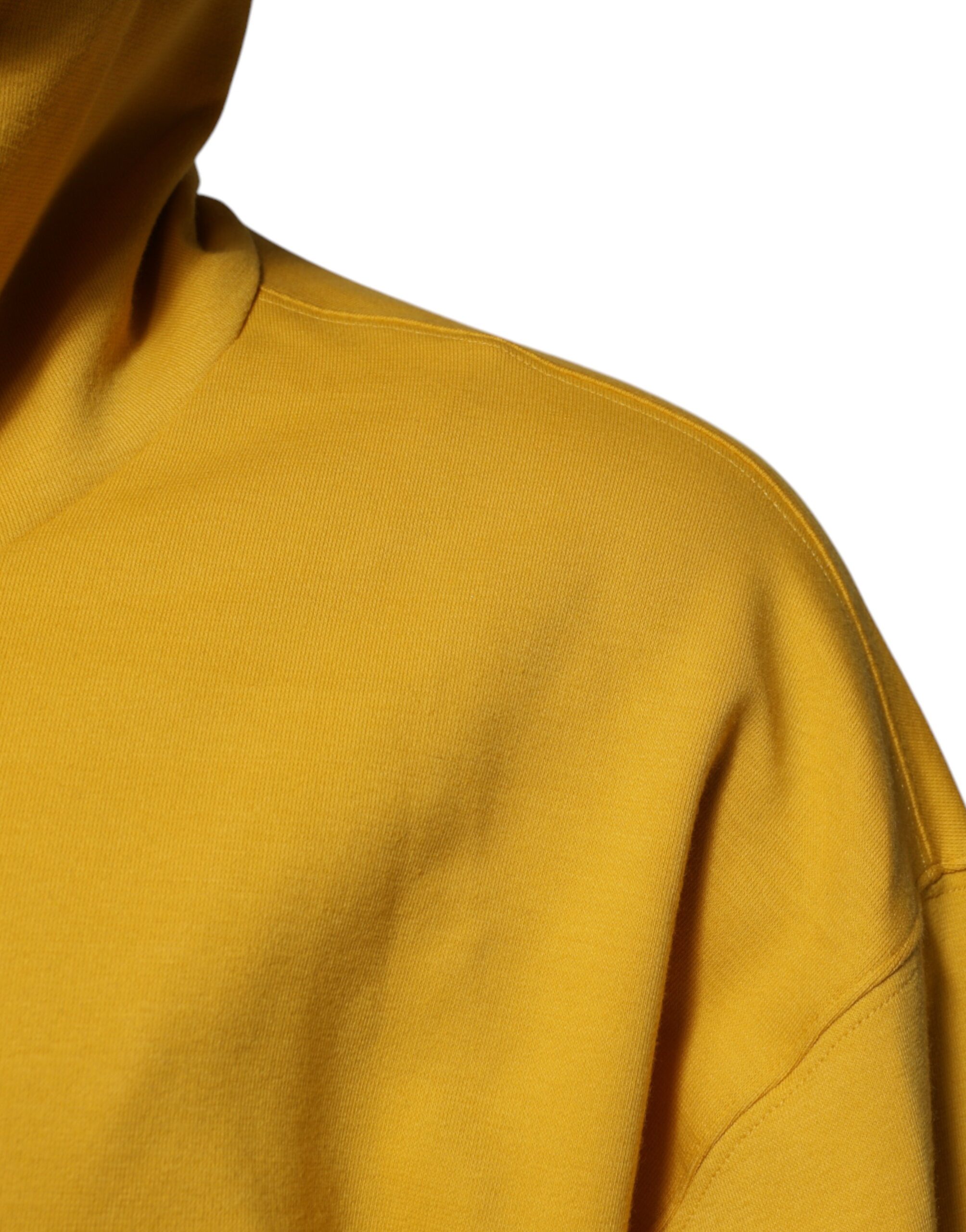 Dolce & Gabbana Yellow Logo Plaque Hooded Full Zip Sweater - Image 3