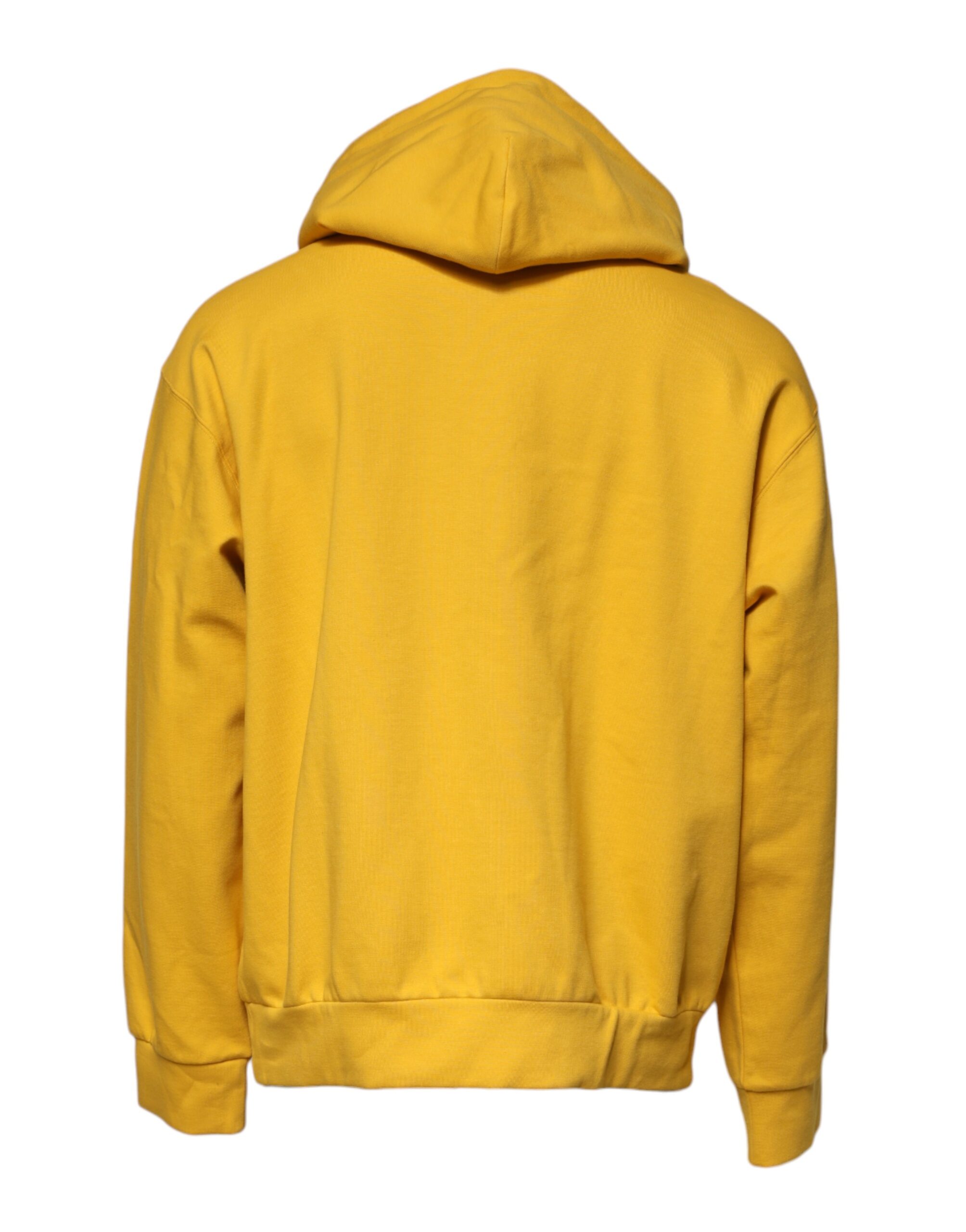 Dolce & Gabbana Yellow Logo Plaque Hooded Full Zip Sweater - Image 4