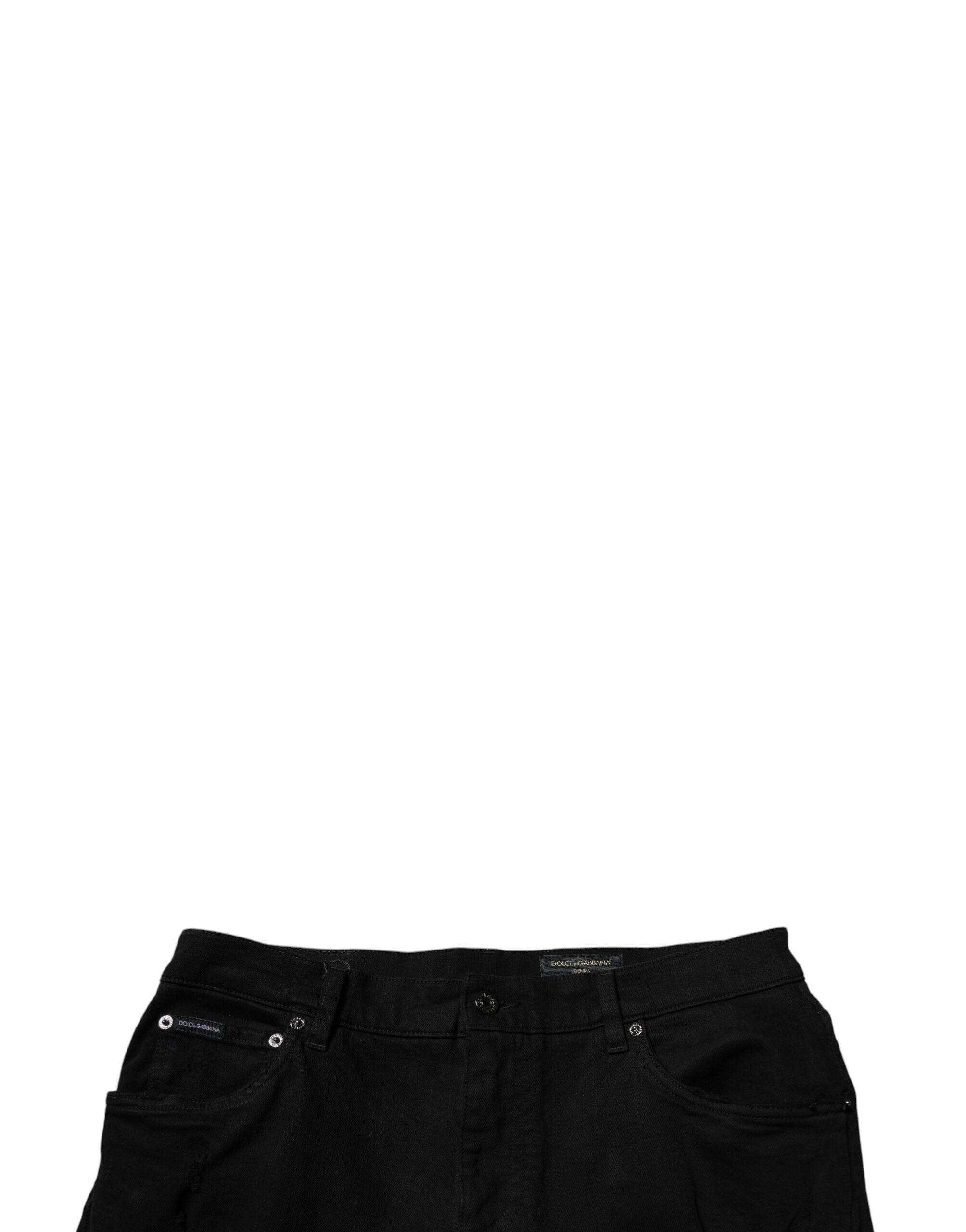 Dolce & Gabbana Black Tattered Cotton Skinny Men Denim Jeans - Image 5