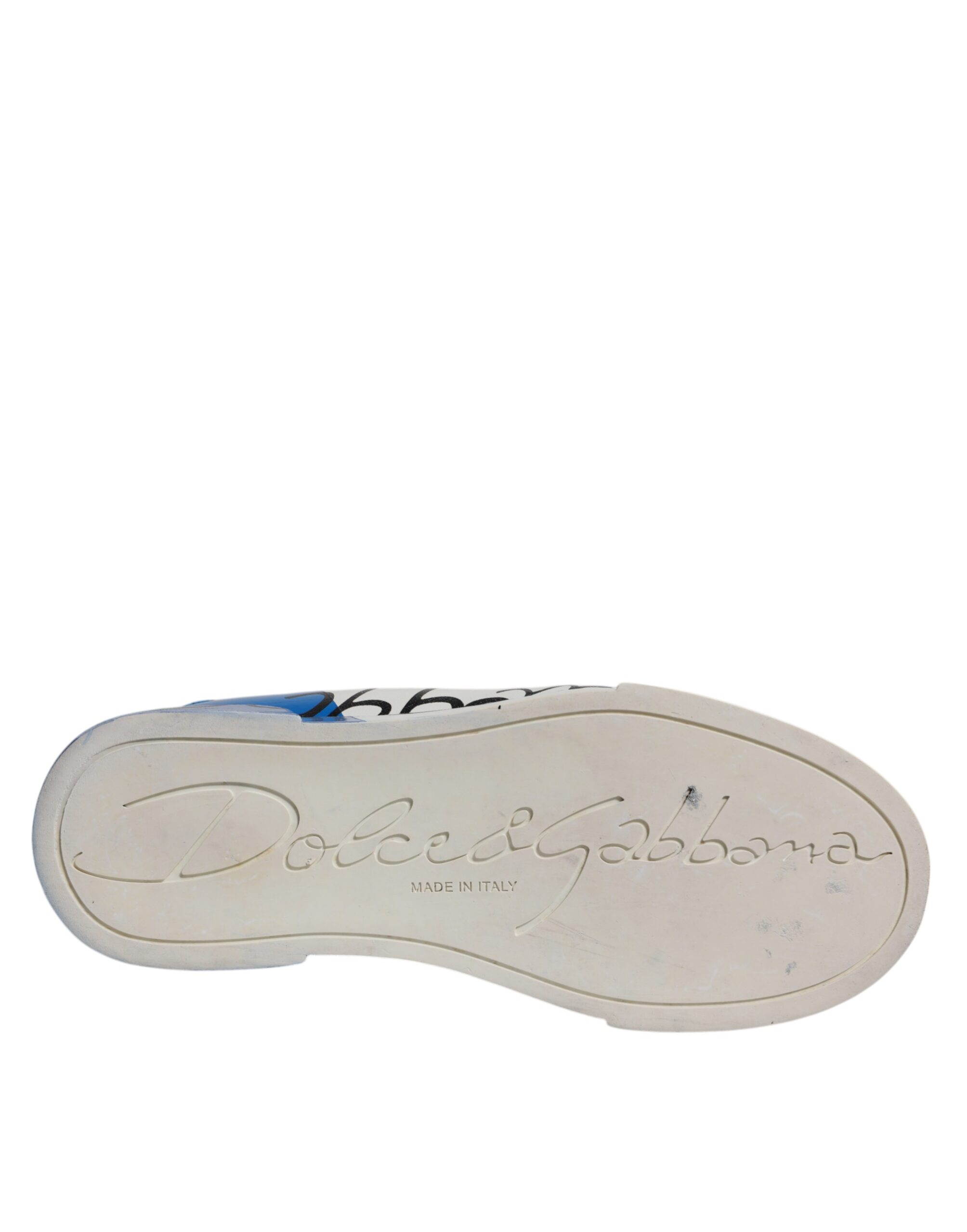Dolce & Gabbana White Blue Logo Portofino Sneakers Shoes - Image 7