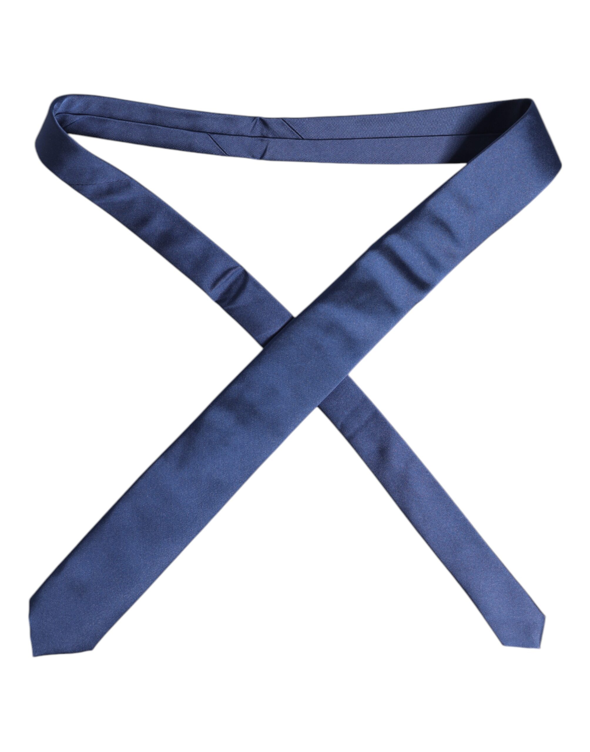 Dolce & Gabbana Blue Solid Silk Adjustable Necktie Tie - Image 4