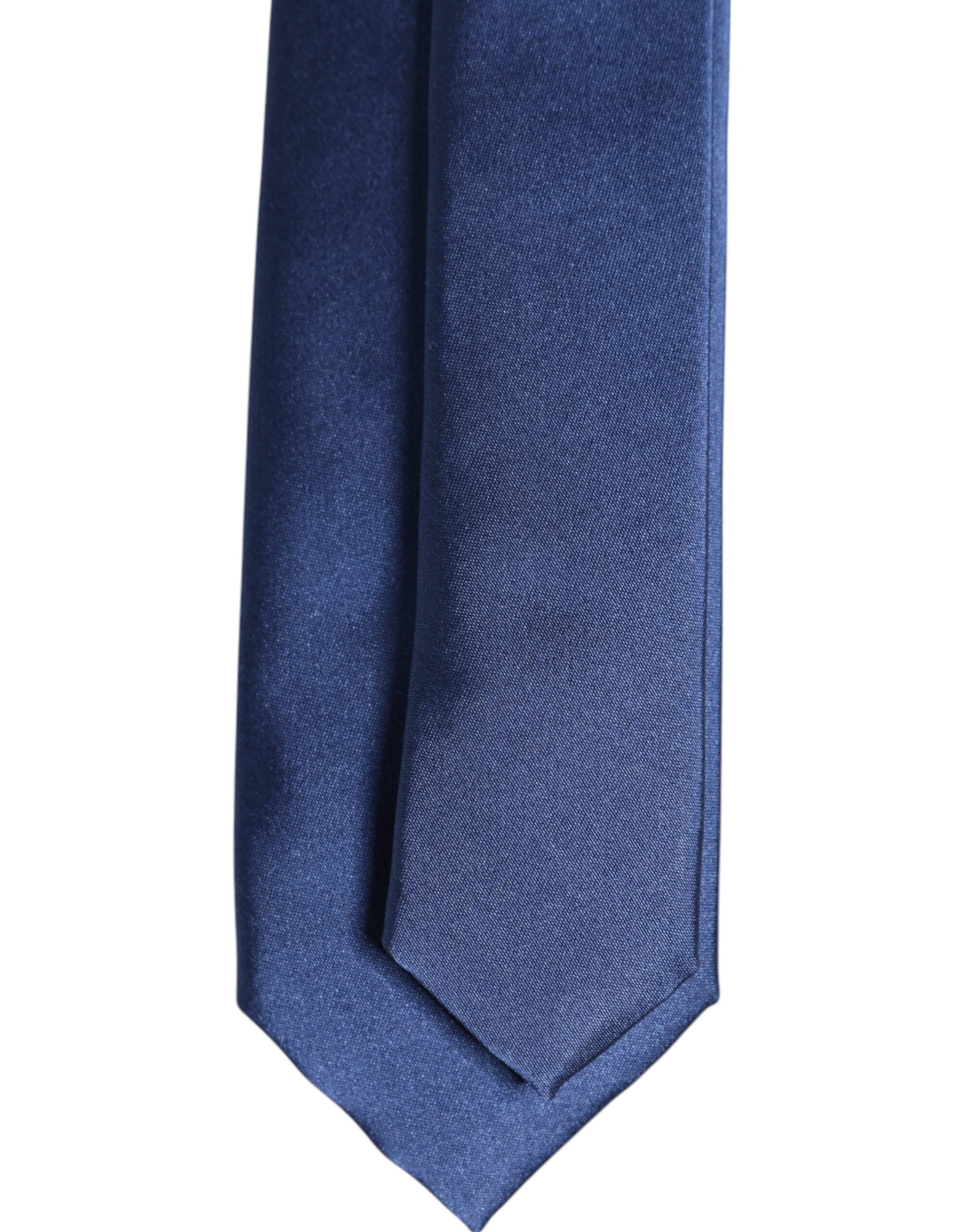 Dolce & Gabbana Blue Solid Silk Adjustable Necktie Tie - Image 5