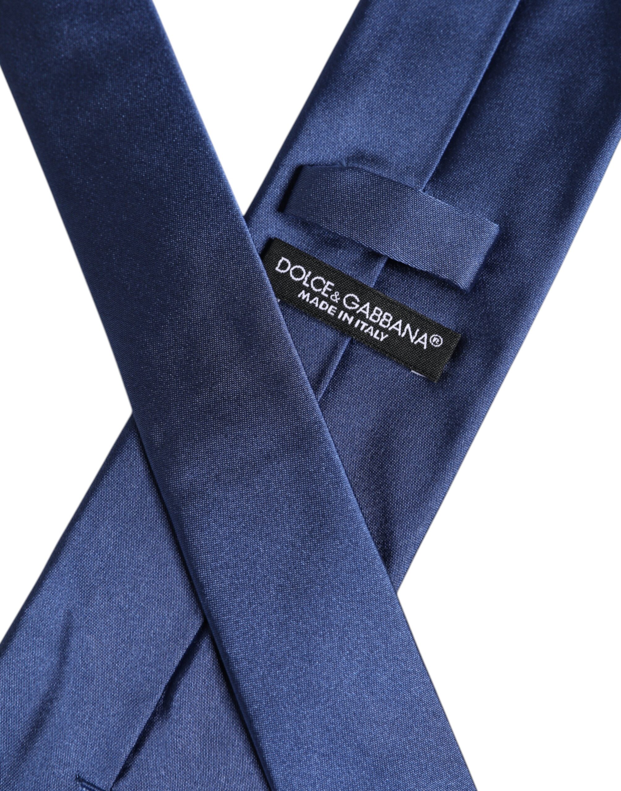 Dolce & Gabbana Blue Solid Silk Adjustable Necktie Tie - Image 7