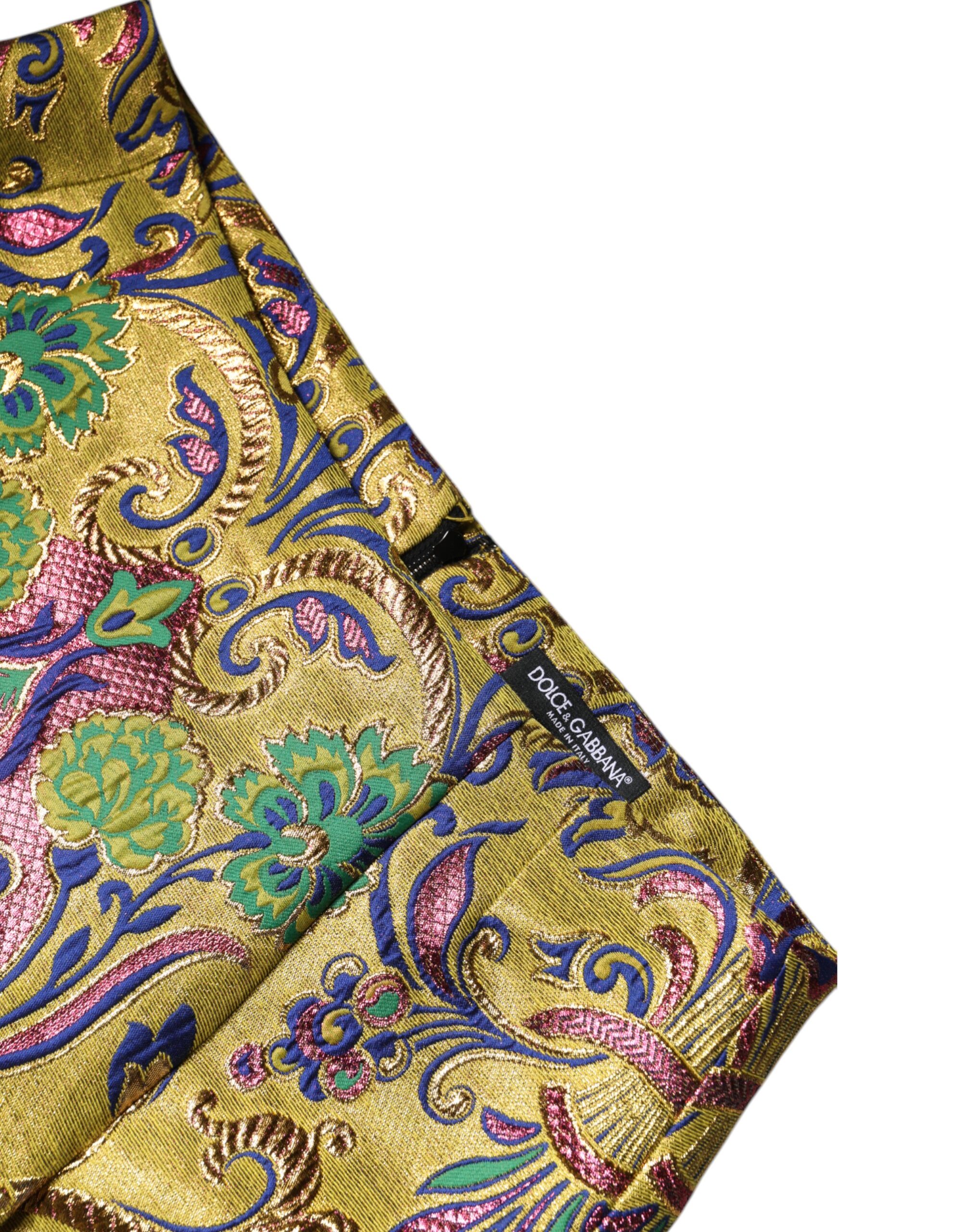 Dolce & Gabbana Multicolor Floral Jacquard Mid Waist Mini Skirt - Image 6