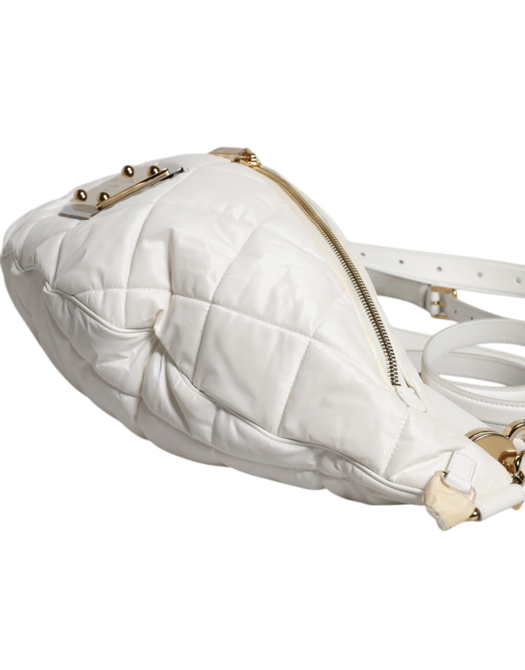 Dolce & Gabbana White Quilted Logo Plaque Belt Waist Fanny Pack Bag - Image 7