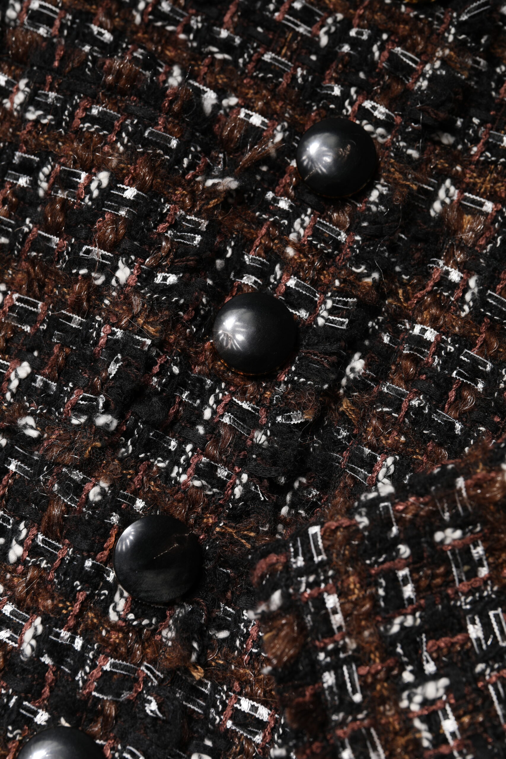 Dolce & Gabbana Brown Tweed Short Sleeves A-line Mini Dress - Image 8