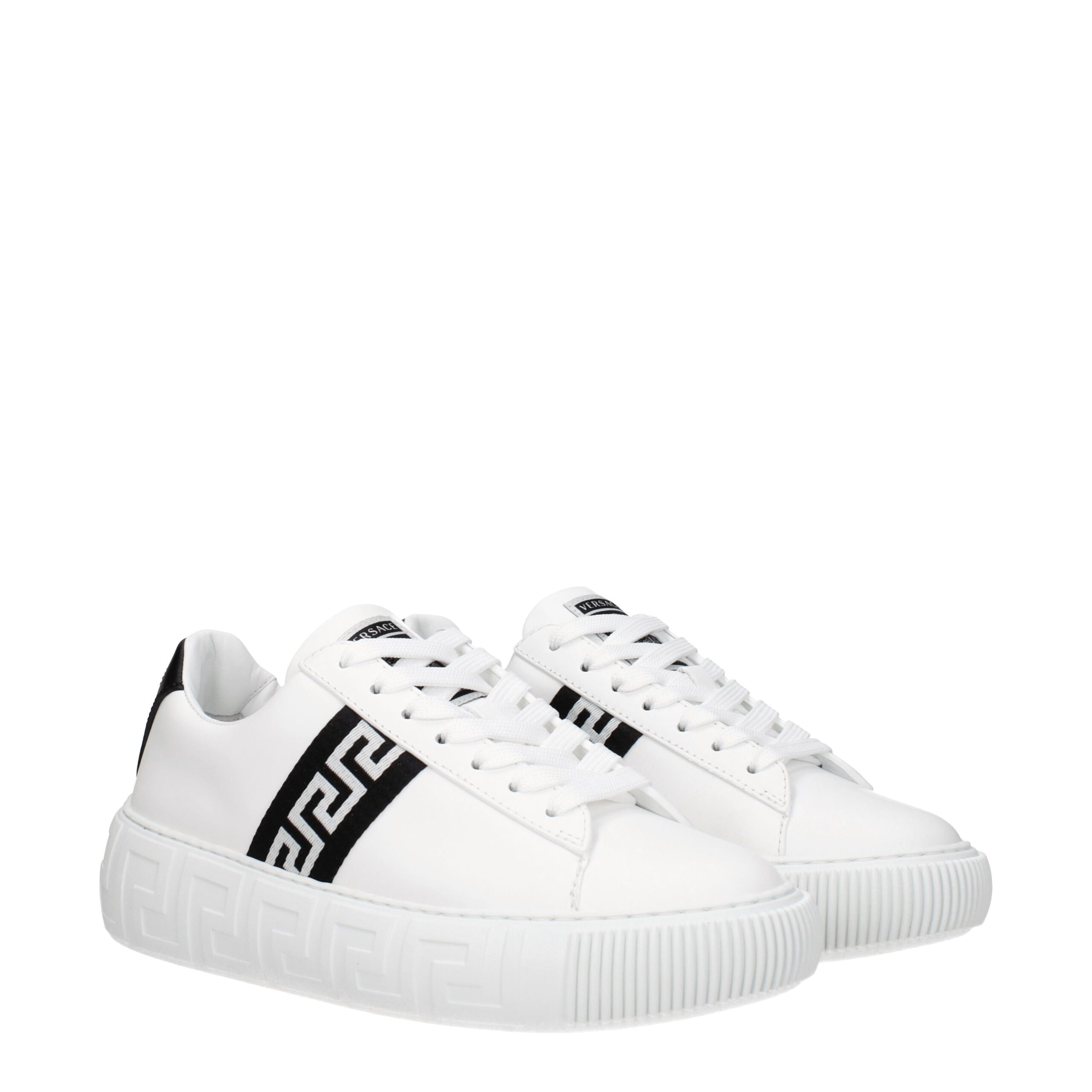 Versace White Leather Low Top Sneakers - Image 2