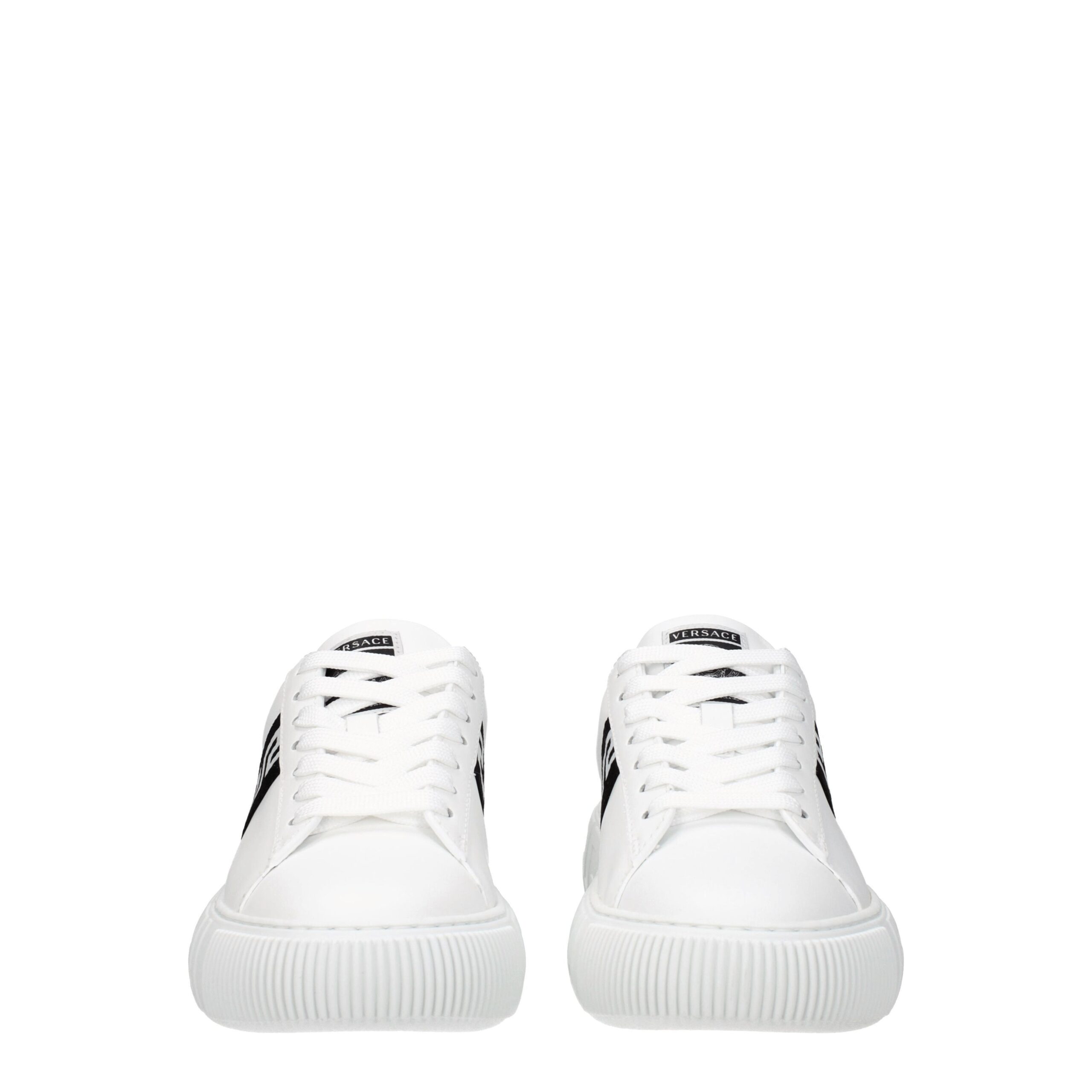 Versace White Leather Low Top Sneakers - Image 3
