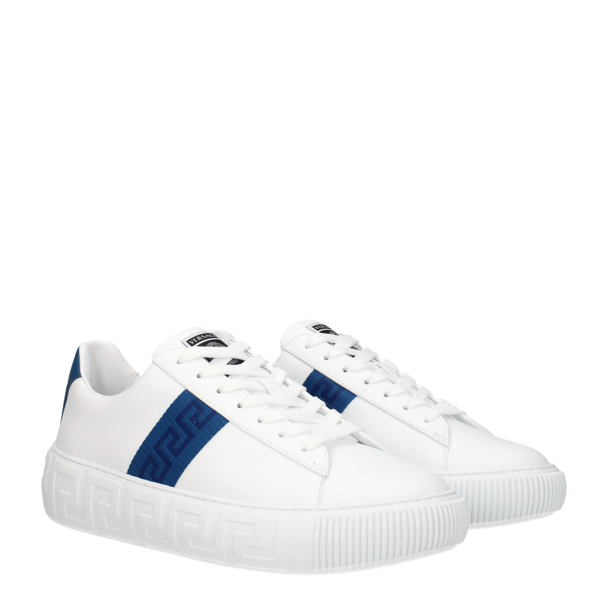 Versace White Leather Low Top Sneakers - Image 2