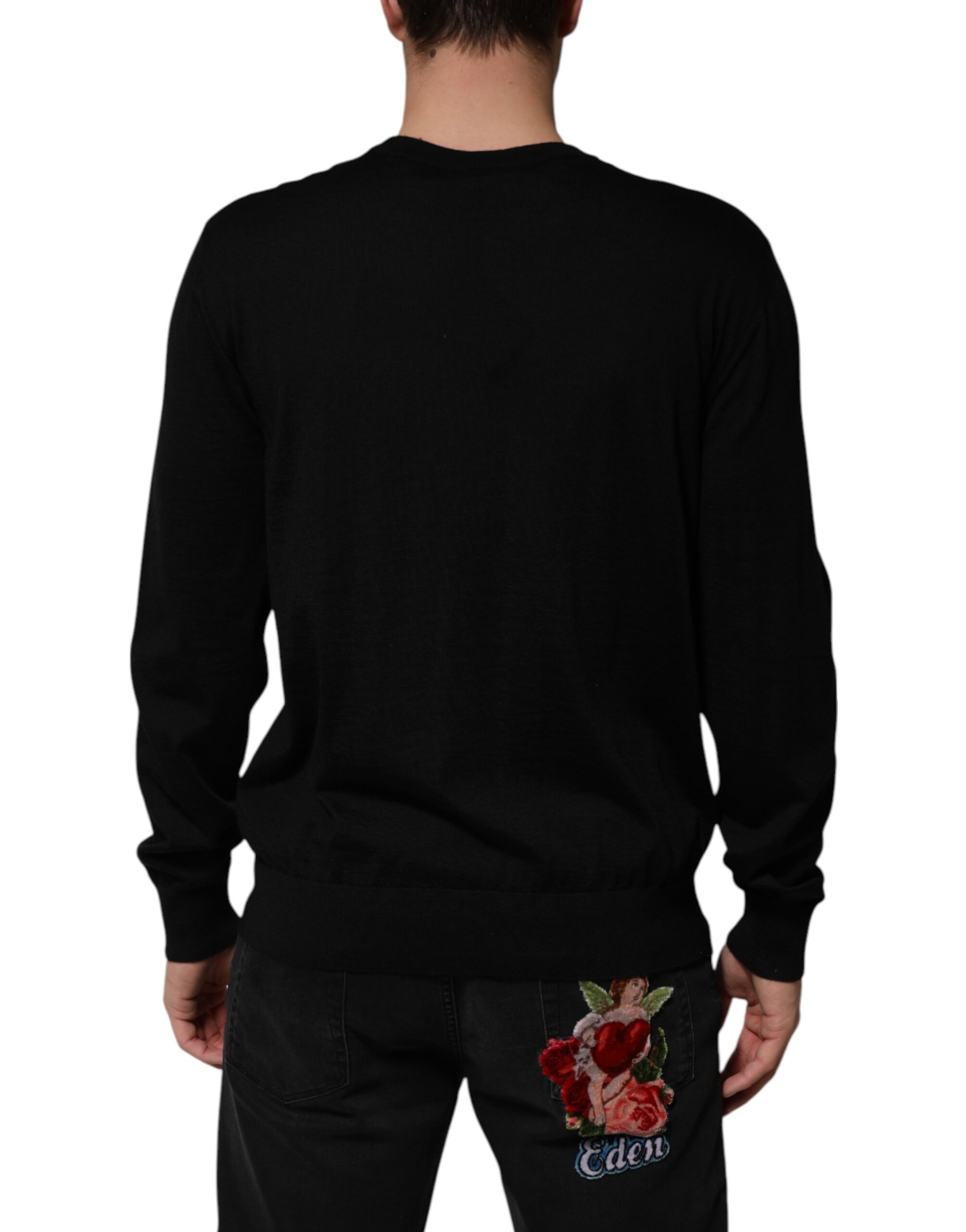 Dolce & Gabbana Black Cashmere Cherub Print Baroque Sweater - Image 4