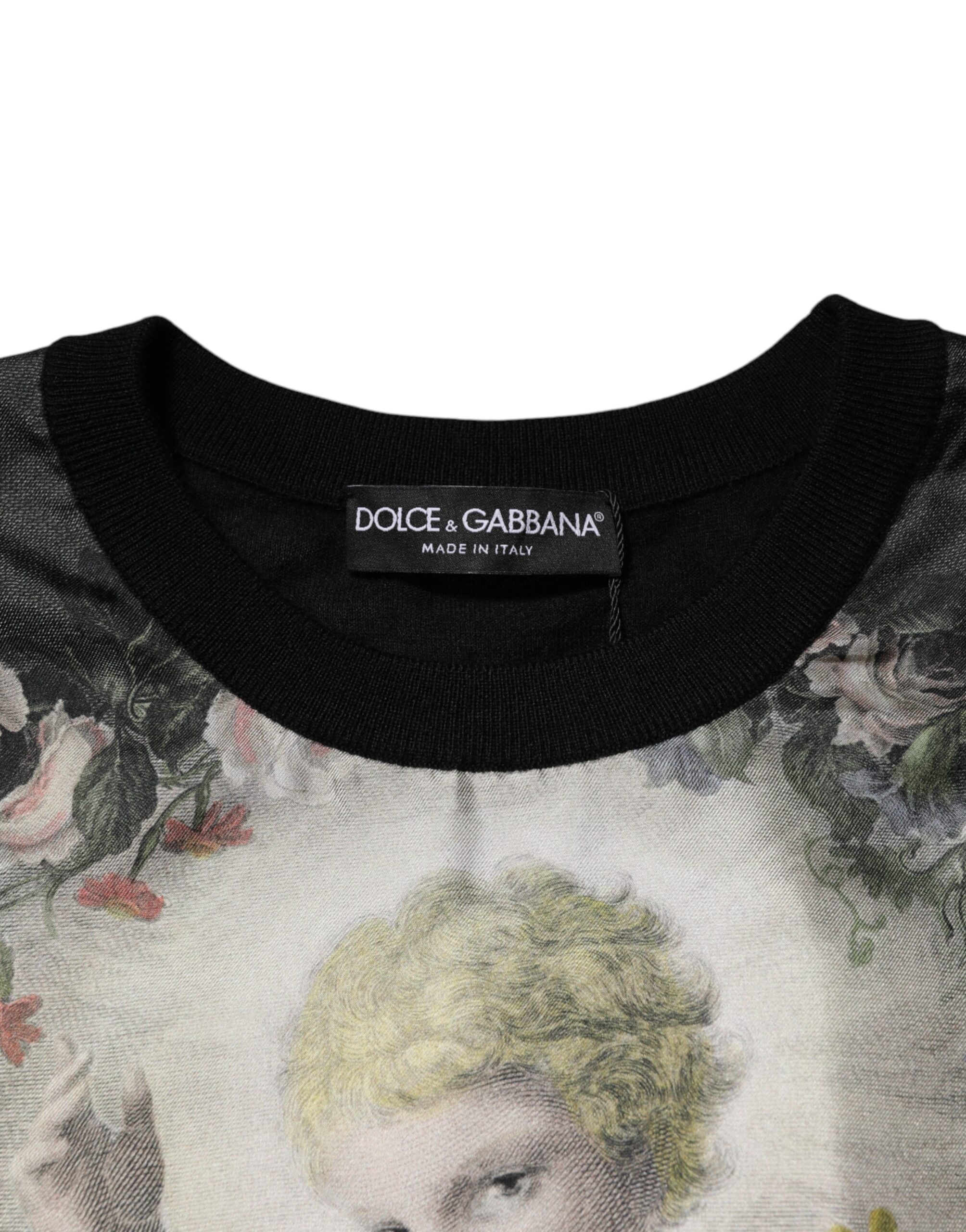 Dolce & Gabbana Black Cashmere Cherub Print Baroque Sweater - Image 7