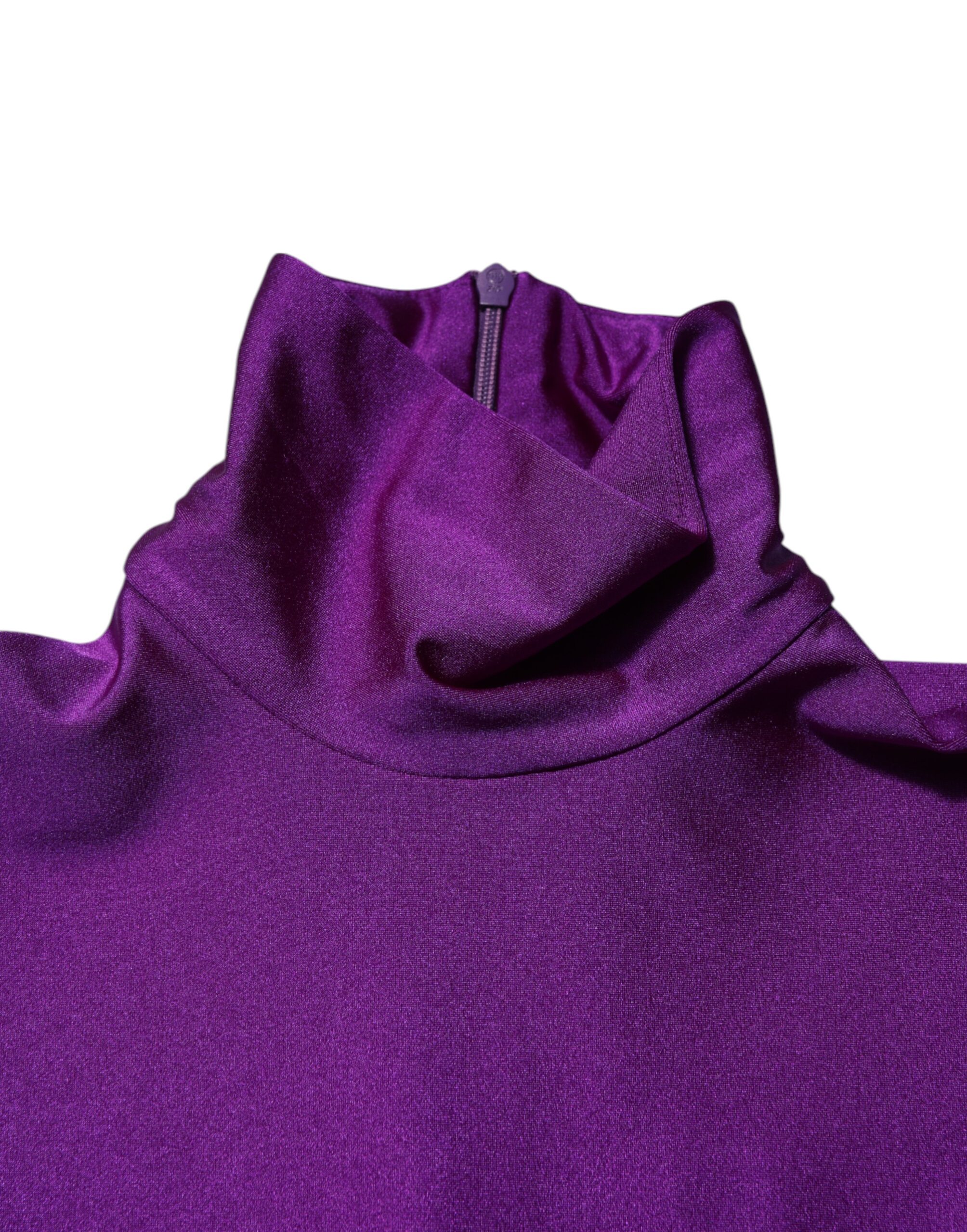 Dolce & Gabbana Purple Nylon Turtleneck Bodycon Jumpsuit Dress - Image 7