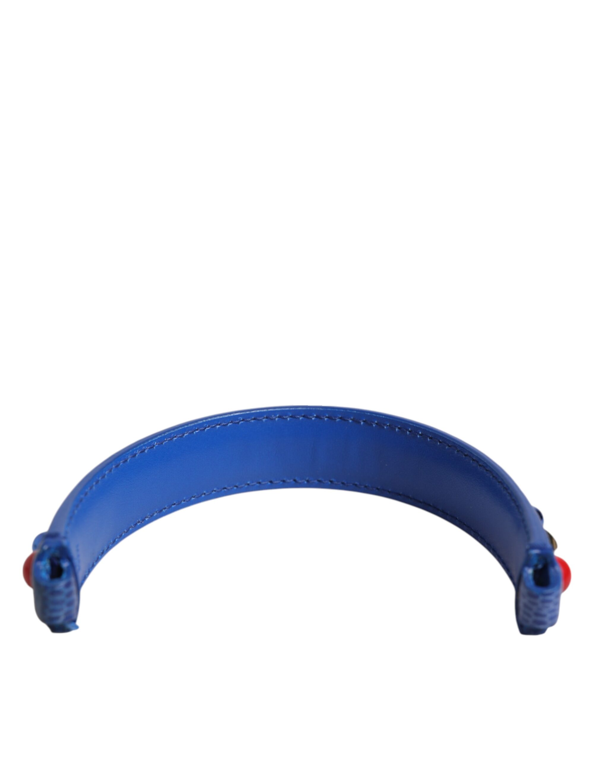 Dolce & Gabbana Blue Embellished Leather Bag Handle Women Shoulder Strap - Image 5