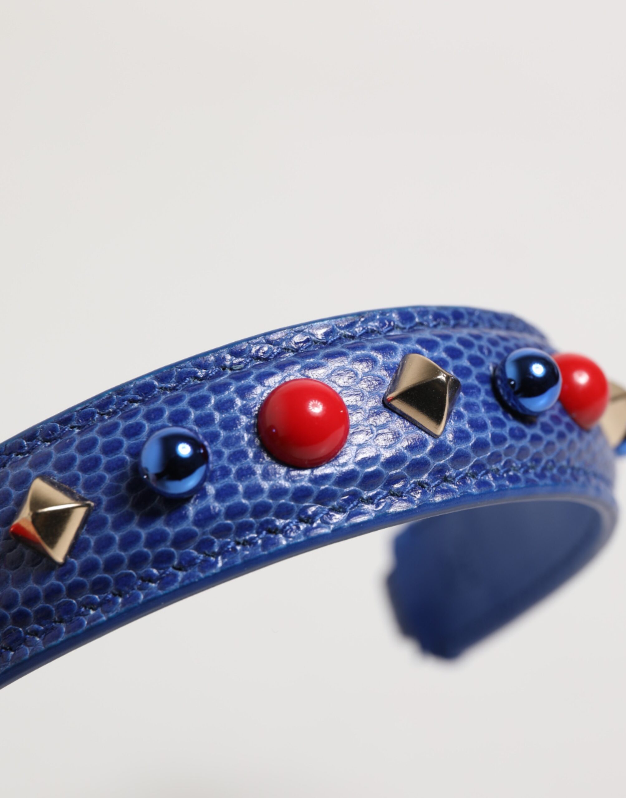 Dolce & Gabbana Blue Embellished Leather Bag Handle Women Shoulder Strap - Image 6