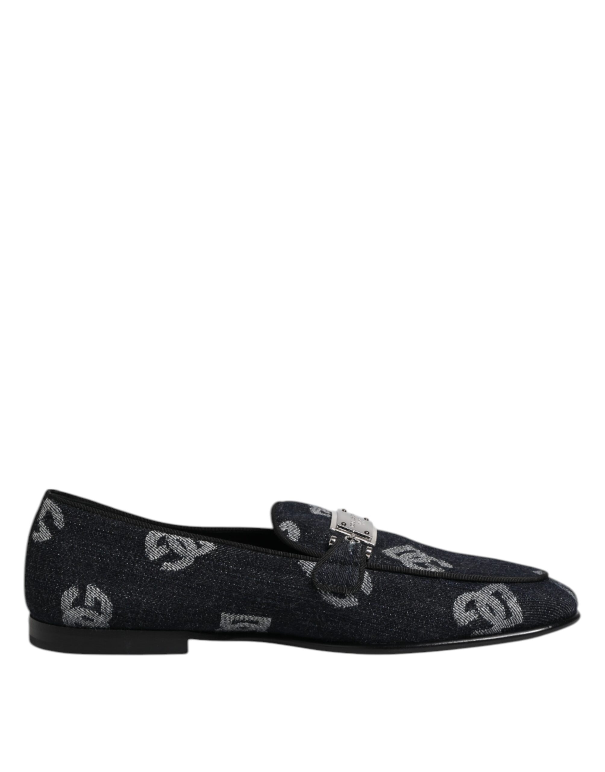 Dolce & Gabbana Blue Logo Cotton Loafers Formal Dress Shoes - Image 2