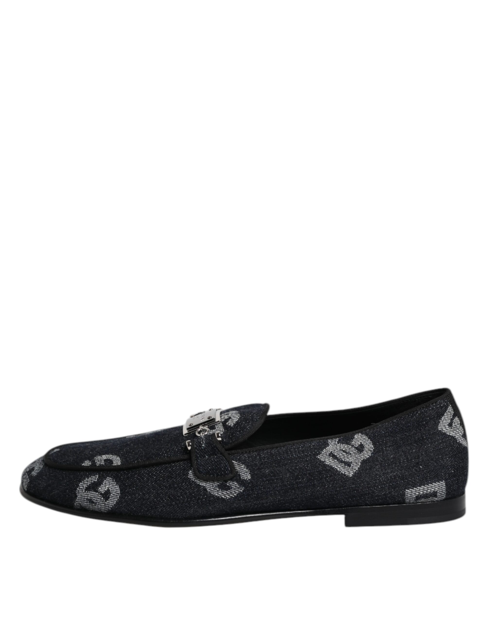 Dolce & Gabbana Blue Logo Cotton Loafers Formal Dress Shoes - Image 7