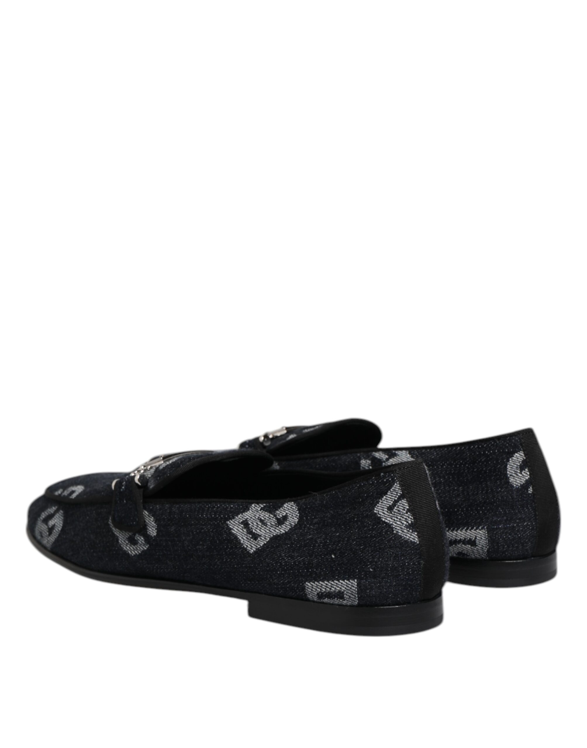 Dolce & Gabbana Blue Logo Cotton Loafers Formal Dress Shoes - Image 6