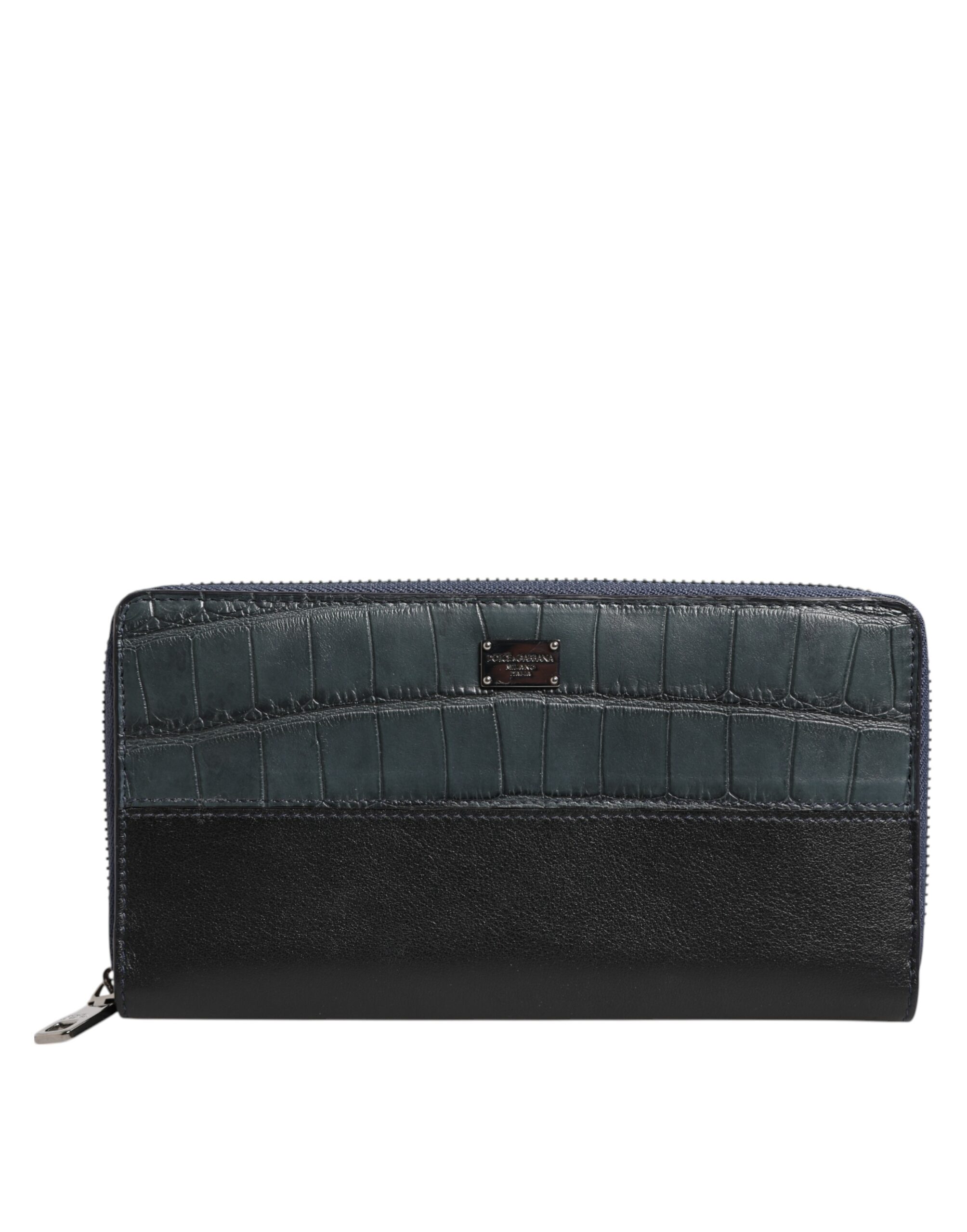 Dolce & Gabbana Black Blue Exotic Leather Men Continental Clutch Wallet - Image 2