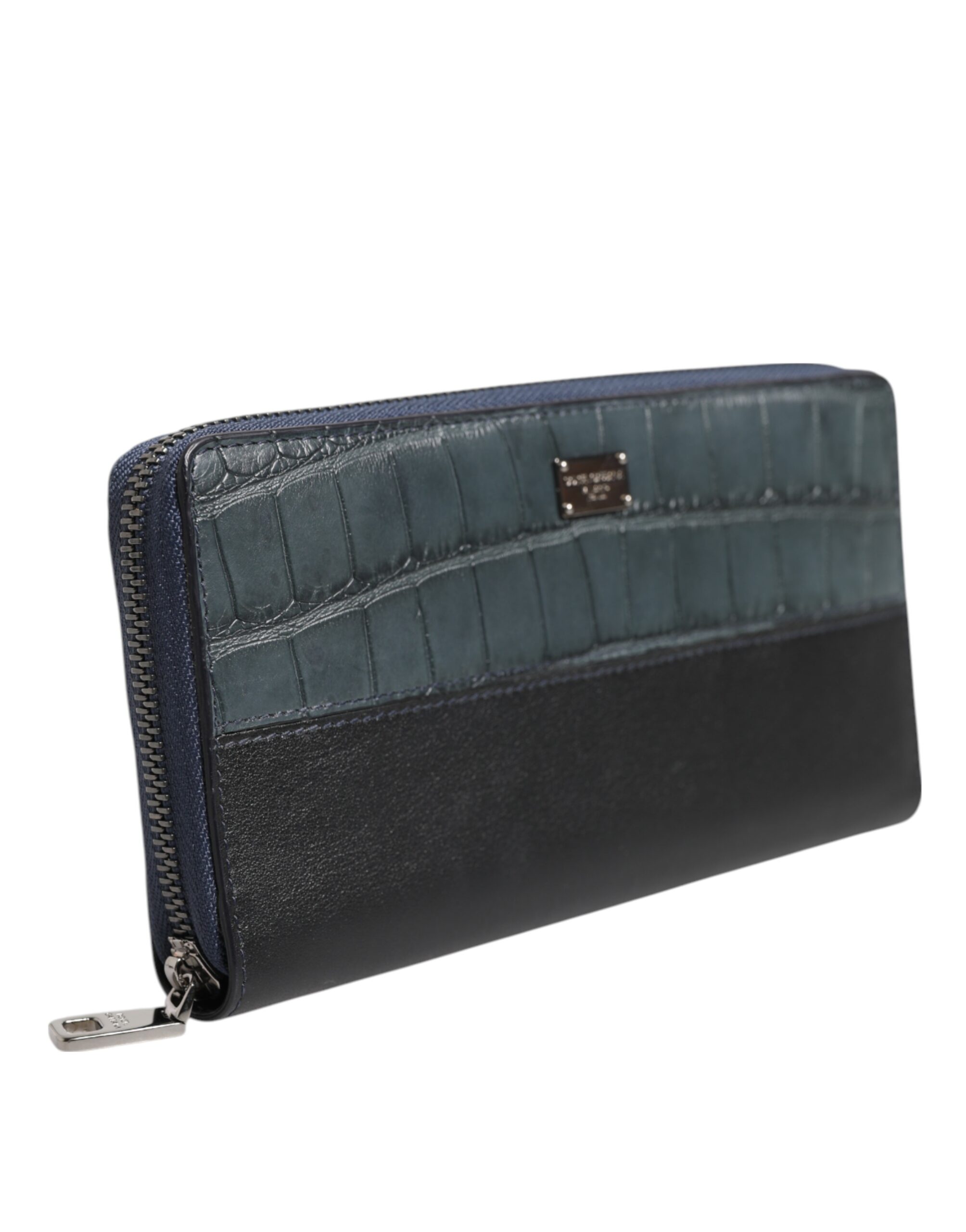 Dolce & Gabbana Black Blue Exotic Leather Men Continental Clutch Wallet - Image 3
