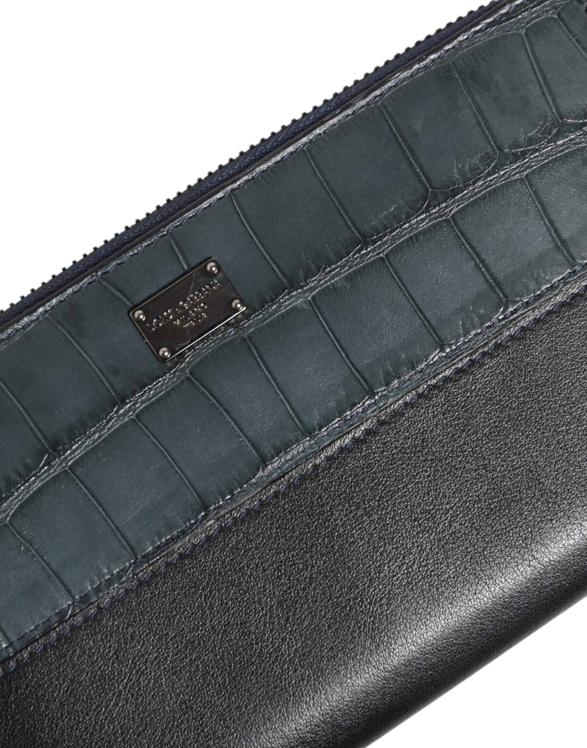 Dolce & Gabbana Black Blue Exotic Leather Men Continental Clutch Wallet - Image 6