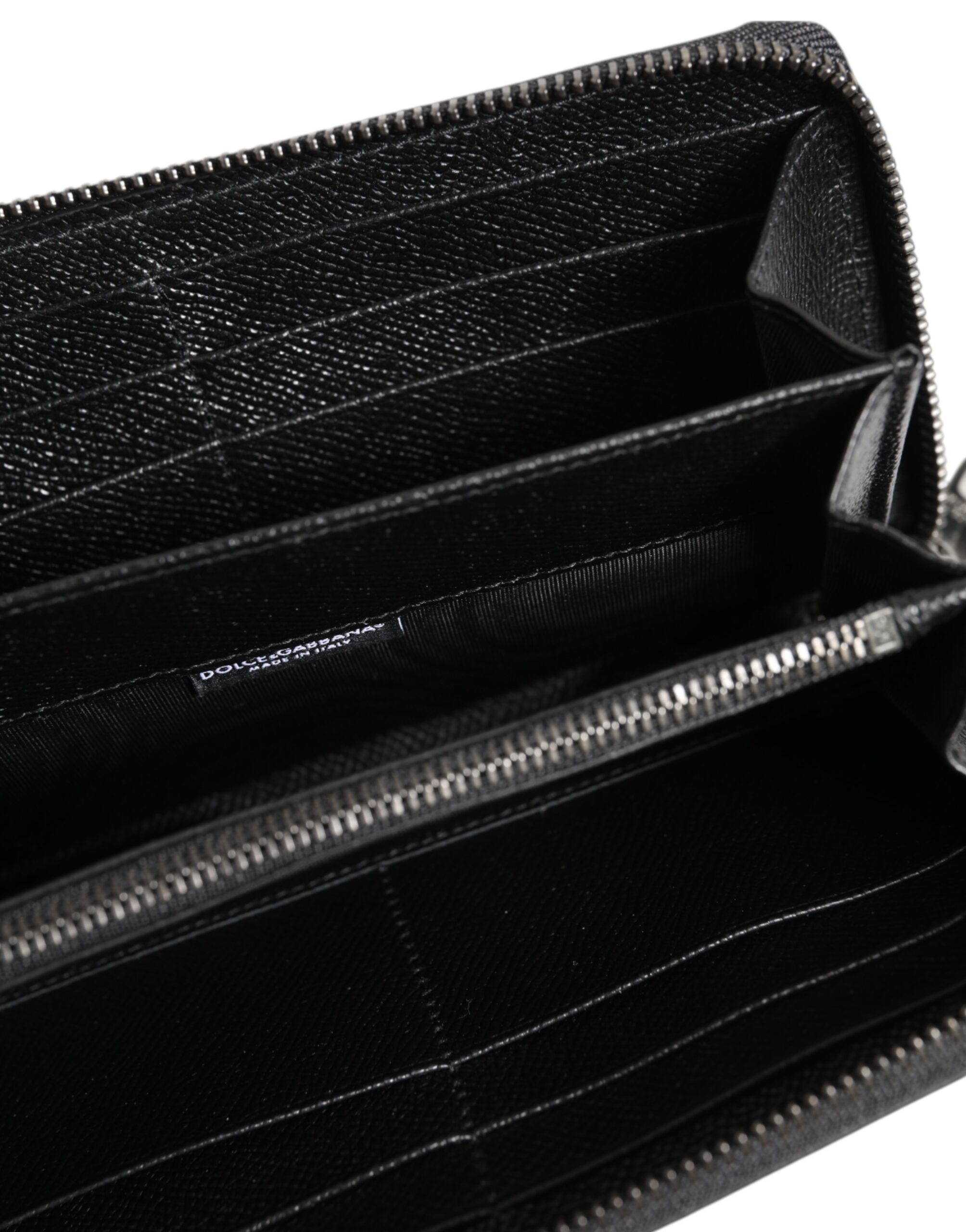 Dolce & Gabbana Black Leather #DGFAMILY Zipper Continental Mens Wallet - Image 7