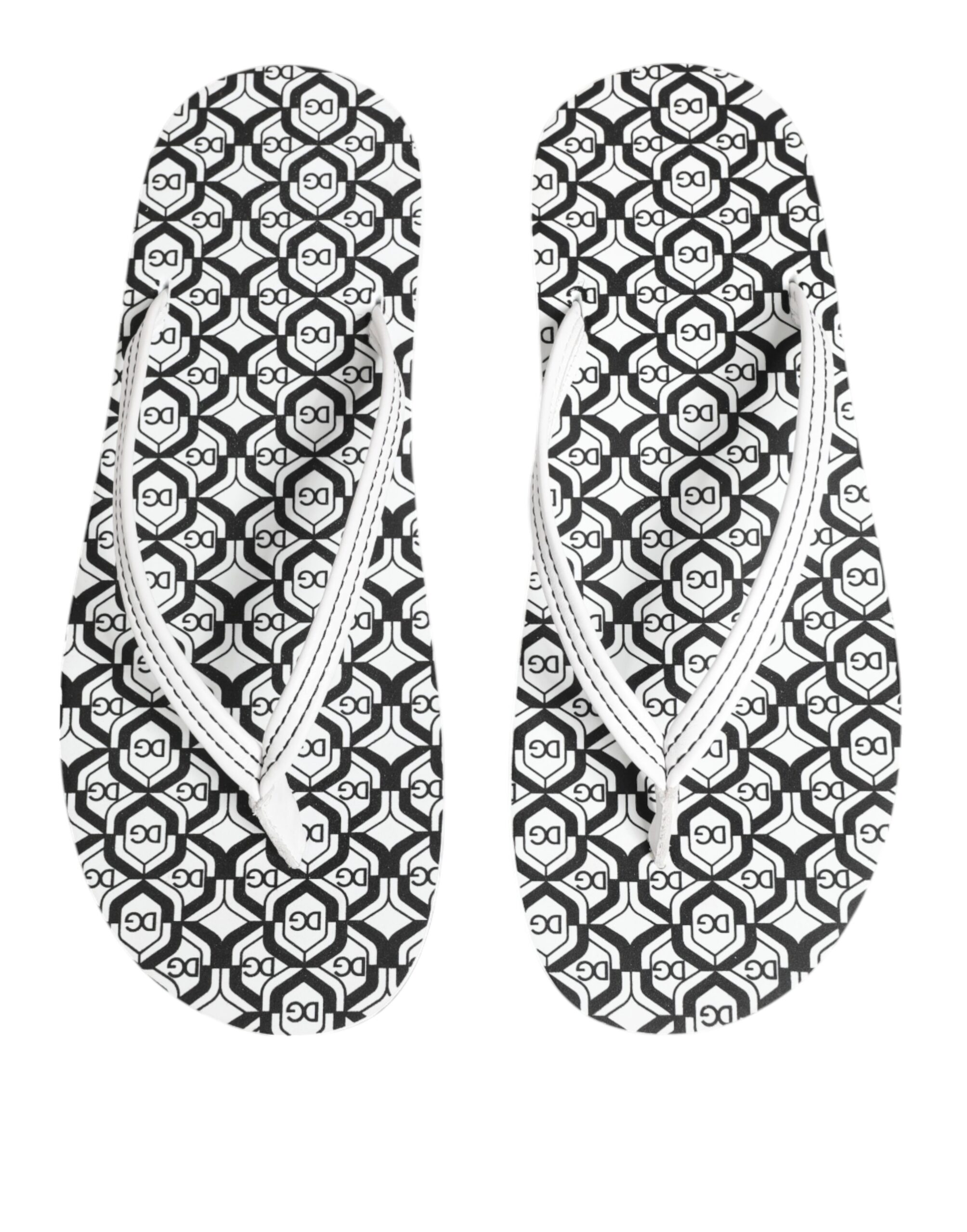 Dolce & Gabbana Black White Logo Beachwear Flats Slipper Shoes - Image 3