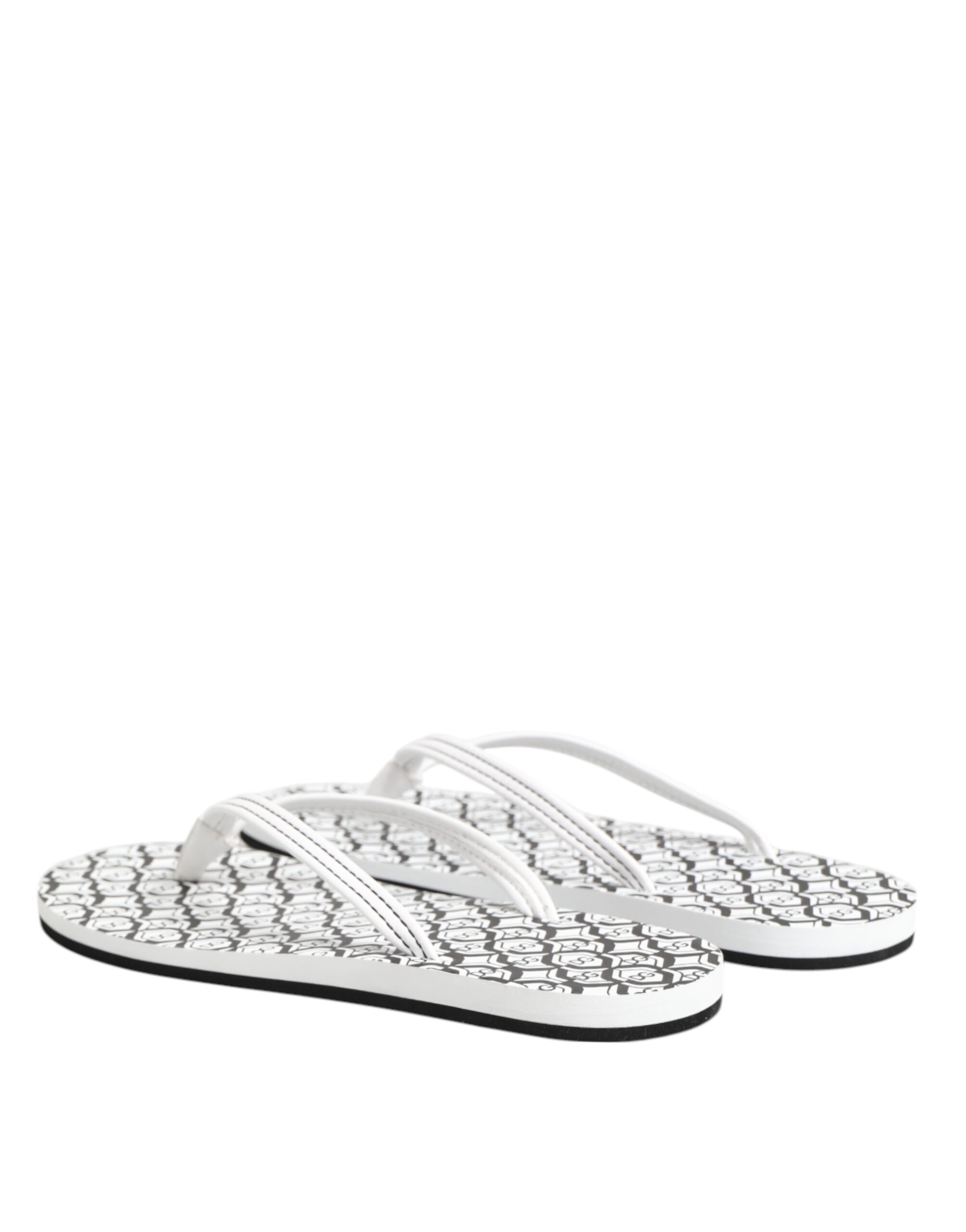Dolce & Gabbana Black White Logo Beachwear Flats Slipper Shoes - Image 5