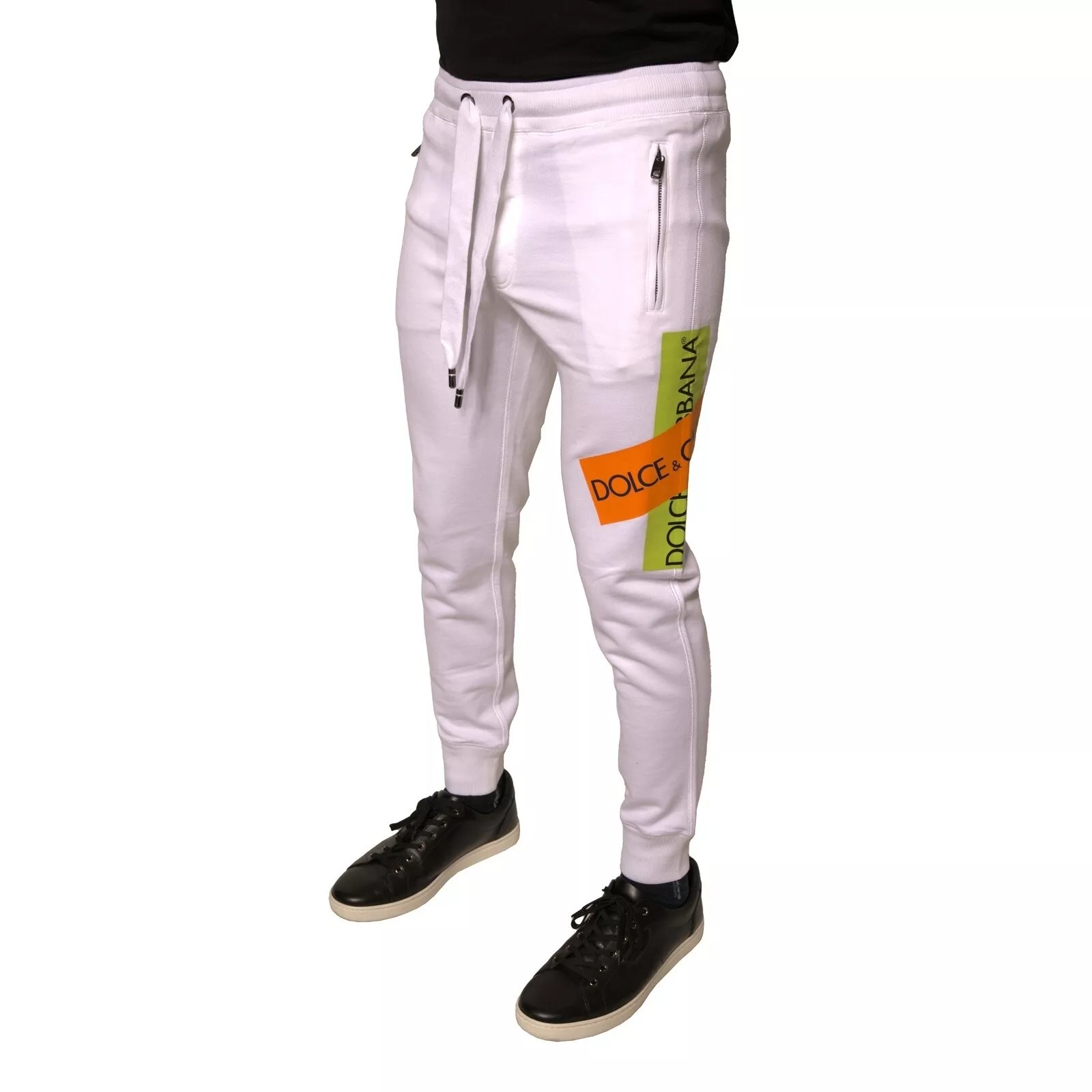Dolce & Gabbana White Logo Tape Jogger Cotton Sweatpant Pants - Image 2