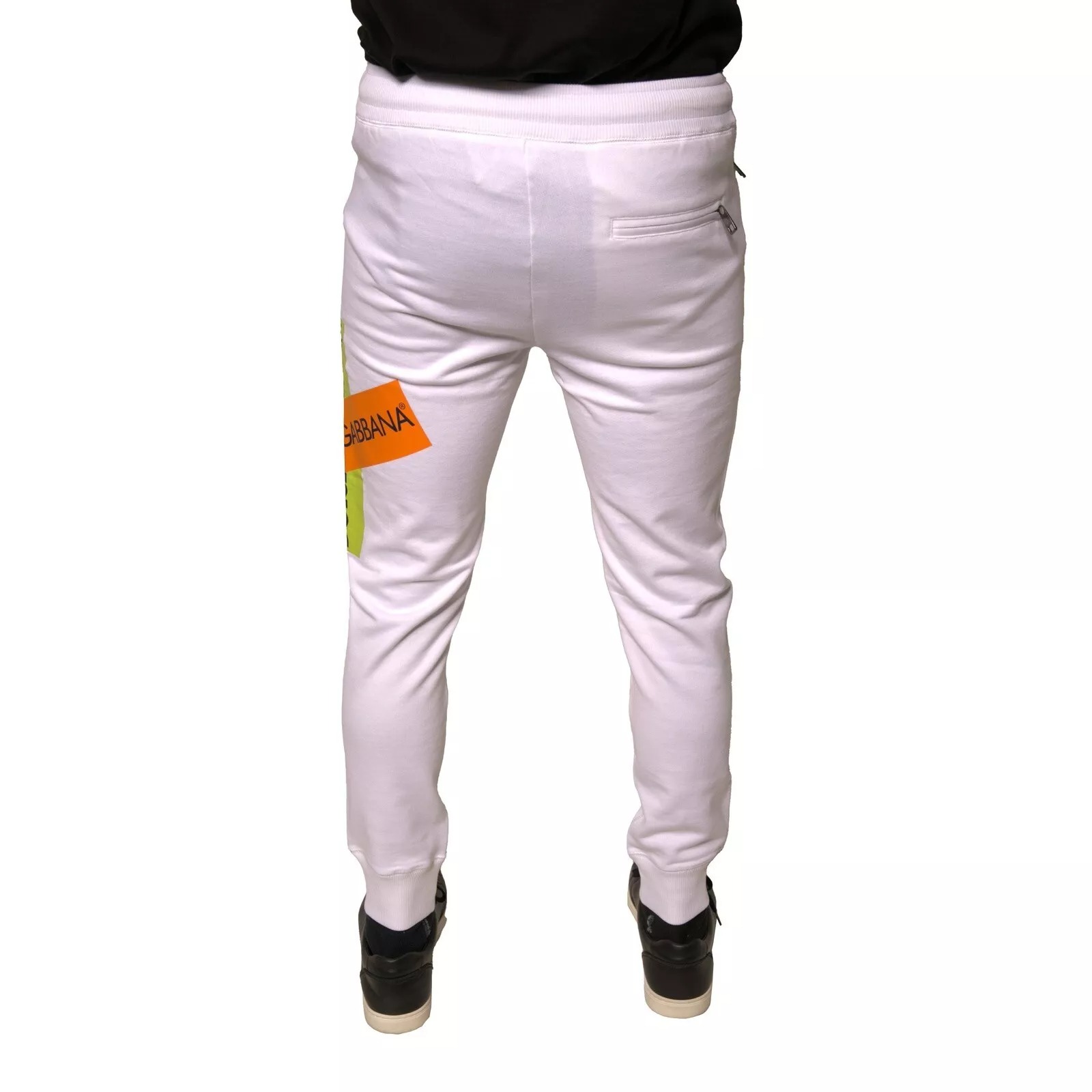 Dolce & Gabbana White Logo Tape Jogger Cotton Sweatpant Pants - Image 3