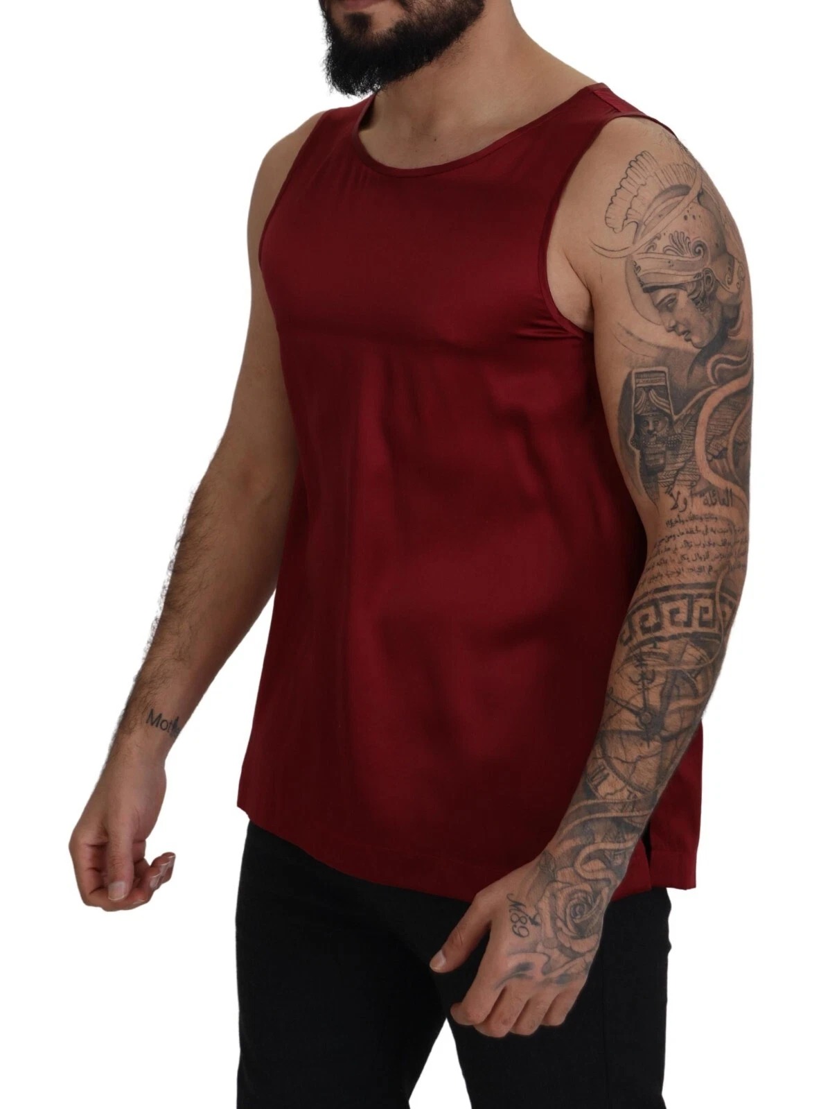 Dolce & Gabbana Red Round Neck Sleeveless Silk T-shirt - Image 3