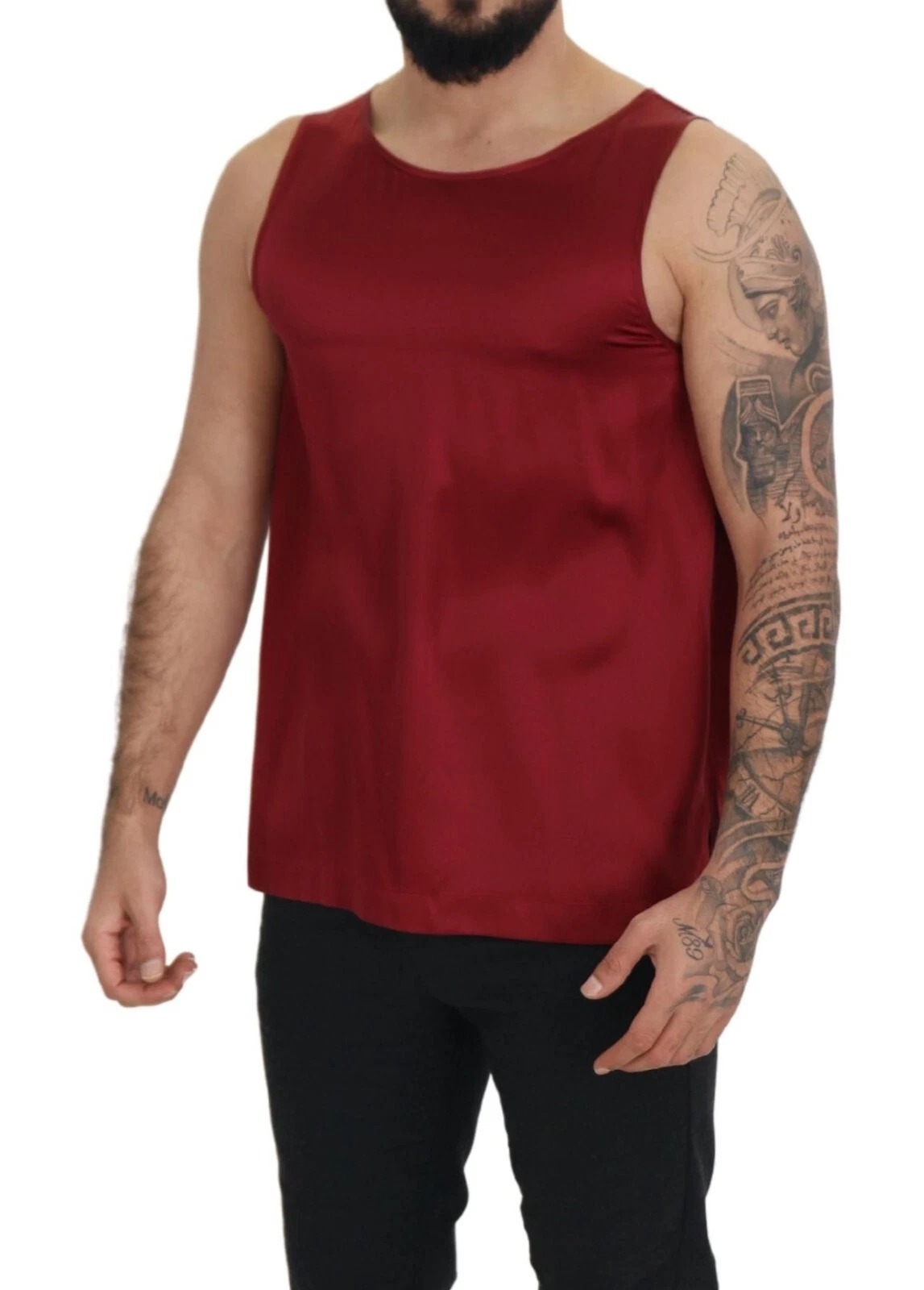 Dolce & Gabbana Red Round Neck Sleeveless Silk T-shirt - Image 4
