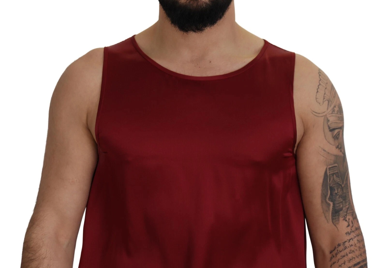 Dolce & Gabbana Red Round Neck Sleeveless Silk T-shirt - Image 5